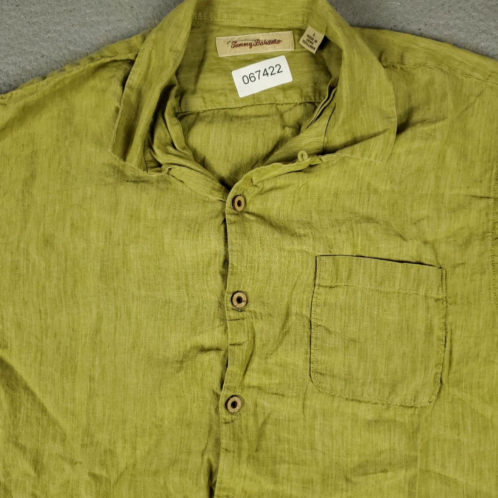 Tommy Bahama Tommy Bahama Shirt Mens Large Green Linen Hawaiian Button Up Short Sleeve Size US L / EU 52-54 / 3 - 2 Thumbnail