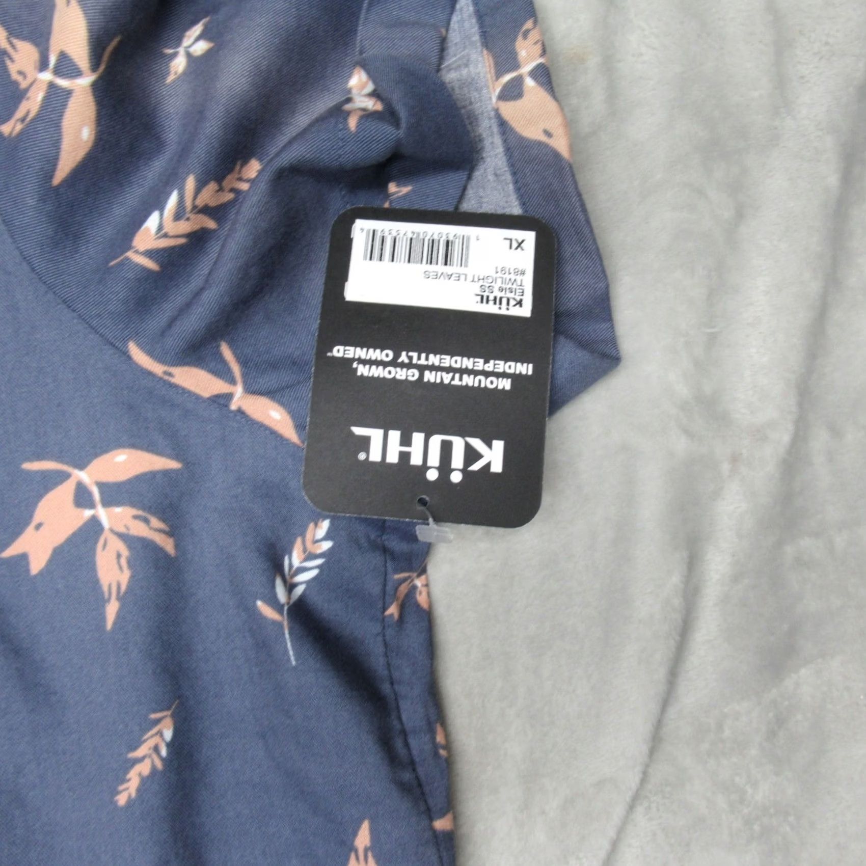 Vintage KUHL Shirt Womens XL Blue Twilight Leaves Elsie Short Sleeve Tie Front Light NEW Size XL / US 12-14 / IT 48-50 - 2 Thumbnail