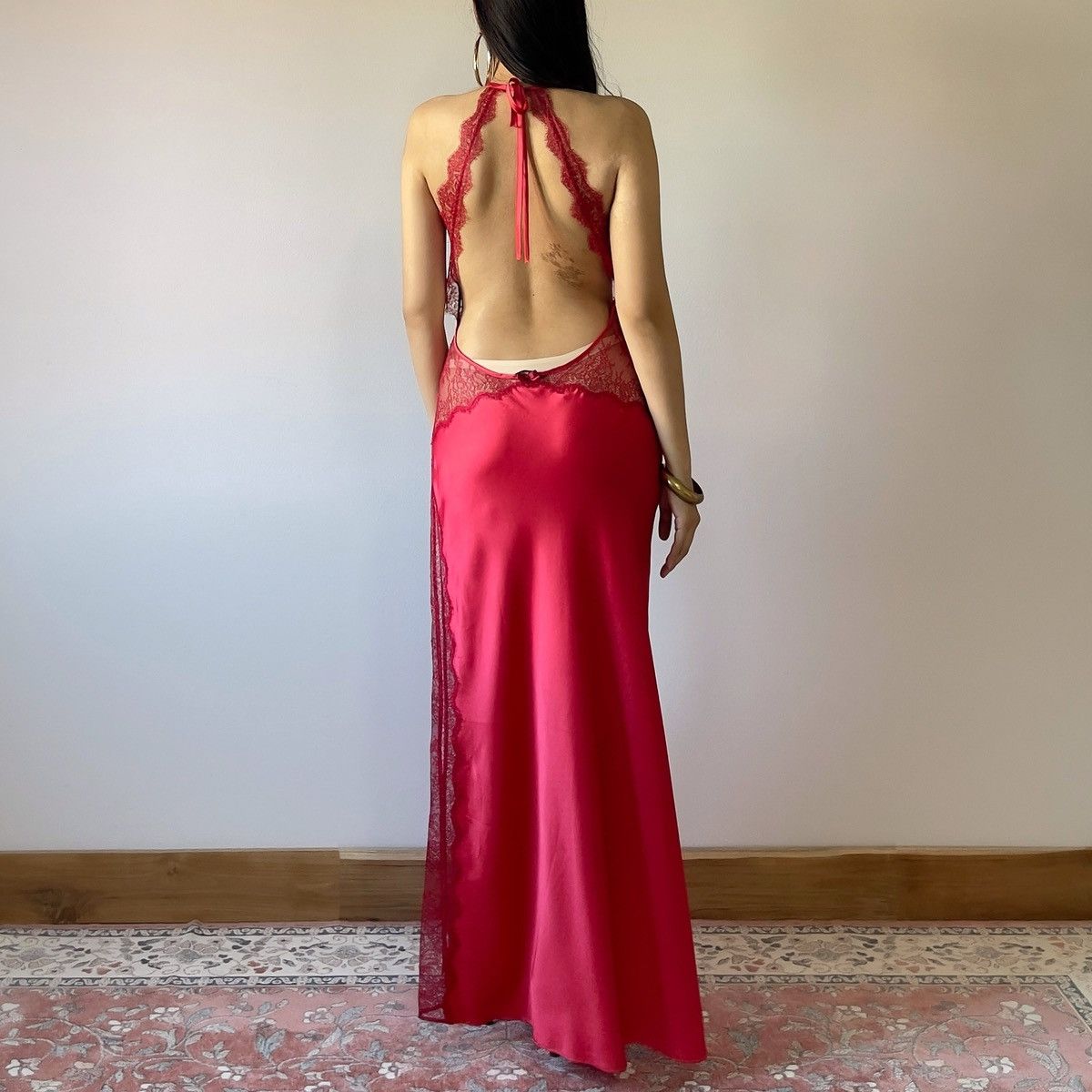 Victoria's Secret VS Red Satin & Lace Slip Gown (XS-S) Size S / US 4 / IT 40 - 10 Thumbnail