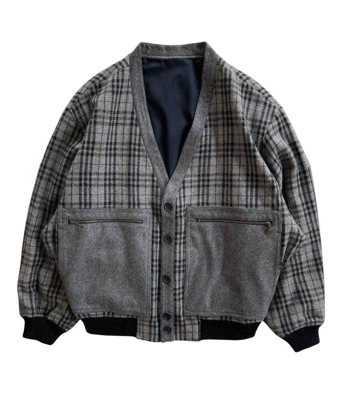 Japanese Brand OZZ Japan Wool Checked Bomber Issey Miyake Style Jacket Size US M / EU 48-50 / 2 - 1 Thumbnail
