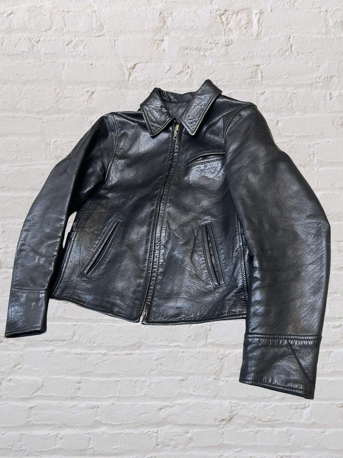 Other Vintage Made in Japan Cowhide Leather Single Riders Jacket Size US M / EU 48-50 / 2 - 2 Thumbnail
