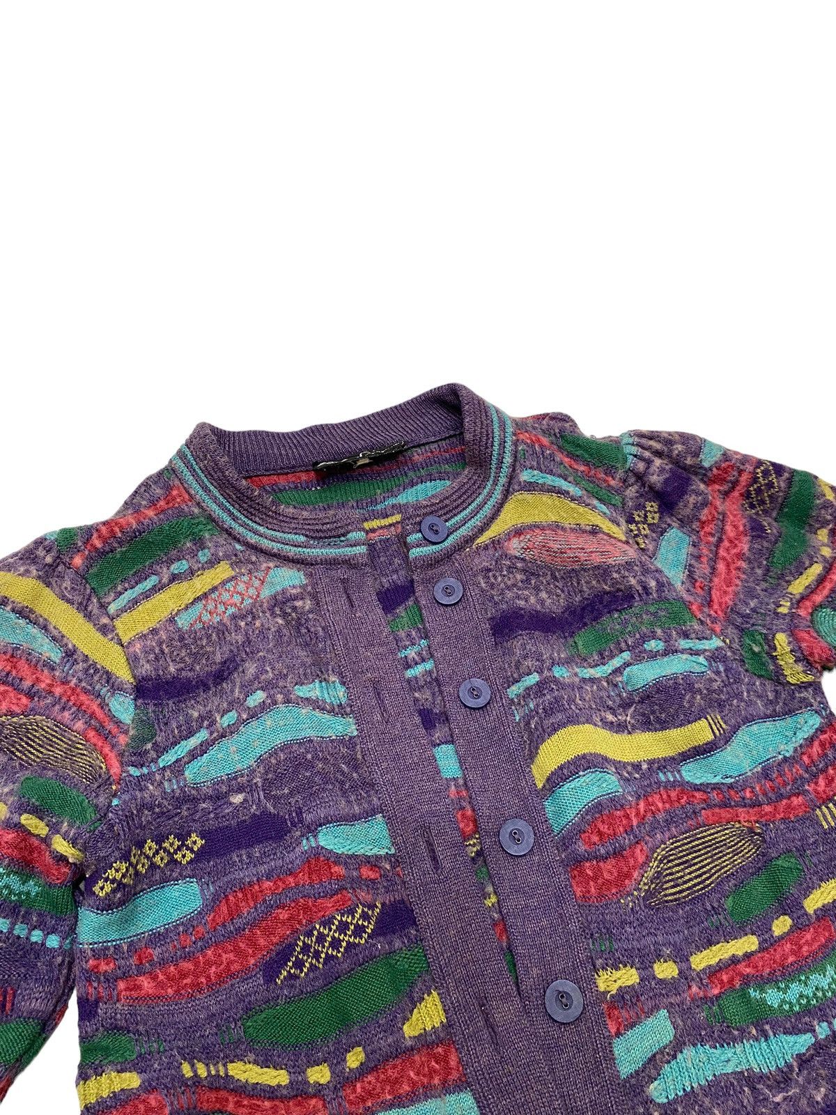 Vintage 90s Oskar Haug Irish Wool Coogi Style 3D Knit Cardigan Size US XS / EU 42 / 0 - 3 Thumbnail