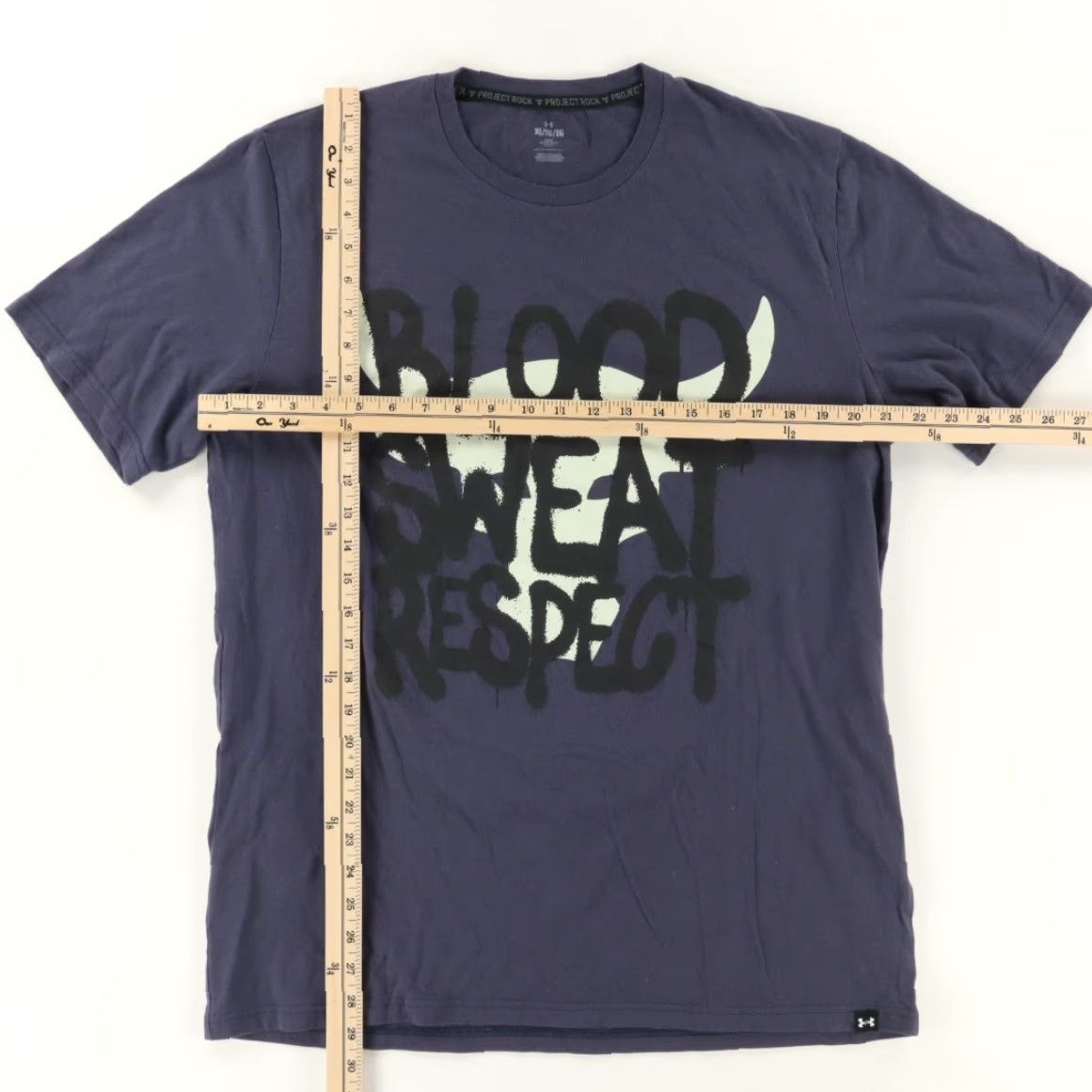 Under Armour Under Armour Project Rock Blood Sweat Solid T-Shirt Navy Men's XL Shirt Mens XL Navy Blood Sweat Rock Project Under Armour T-Shirt Size US XL / EU 56 / 4 - 3 Thumbnail