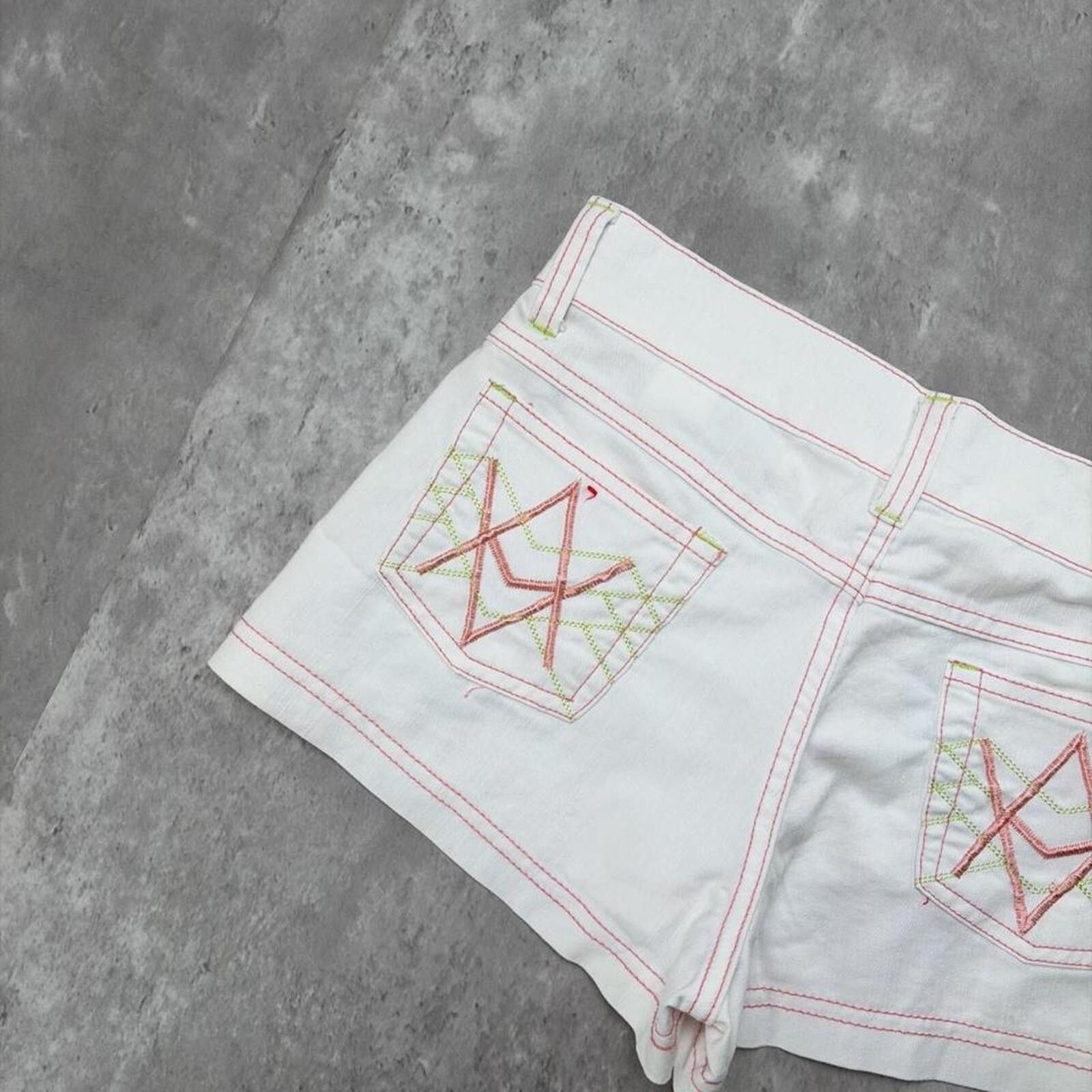 Other Y2K White A-Jeans Grunge Gothic Mini Denim Shorts Size 30" / US 8 / IT 44 - 4 Thumbnail
