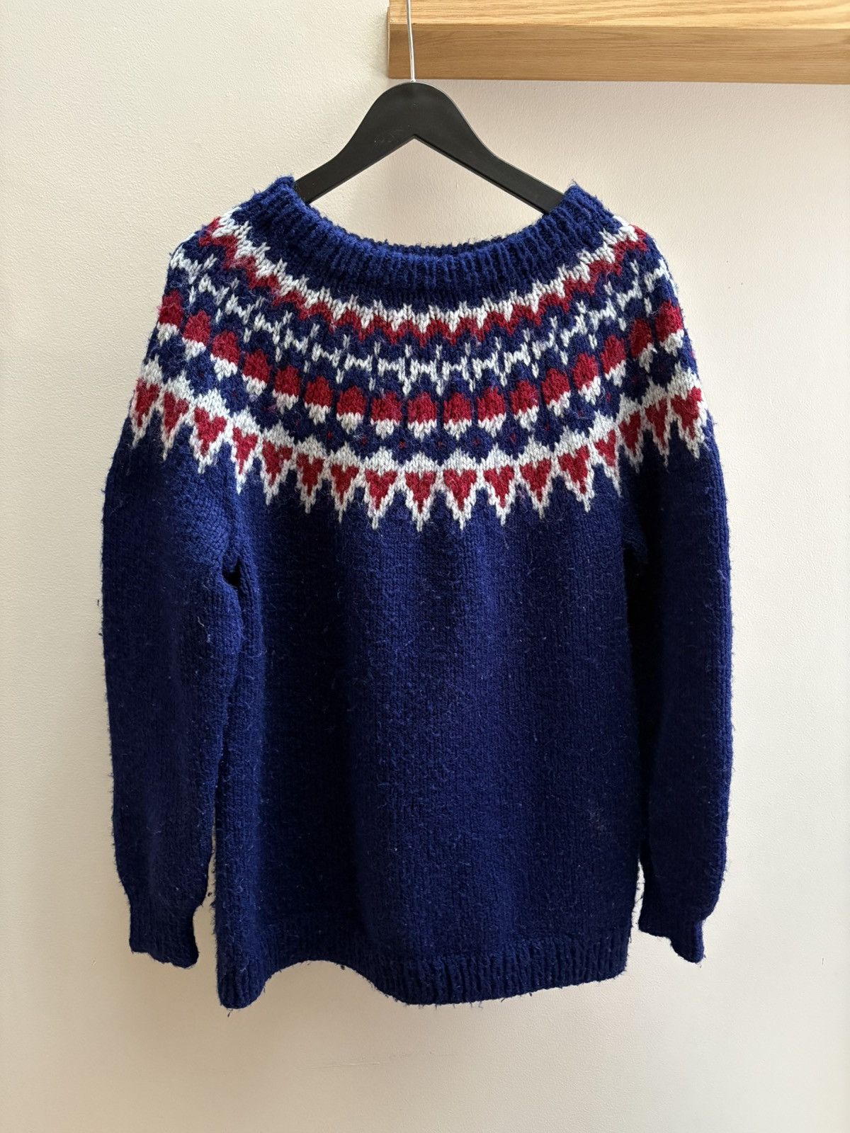 Vintage Handknit VTG 90s Icelandic wool yoke pattern sweater M Size US M / EU 48-50 / 2 - 1 Thumbnail