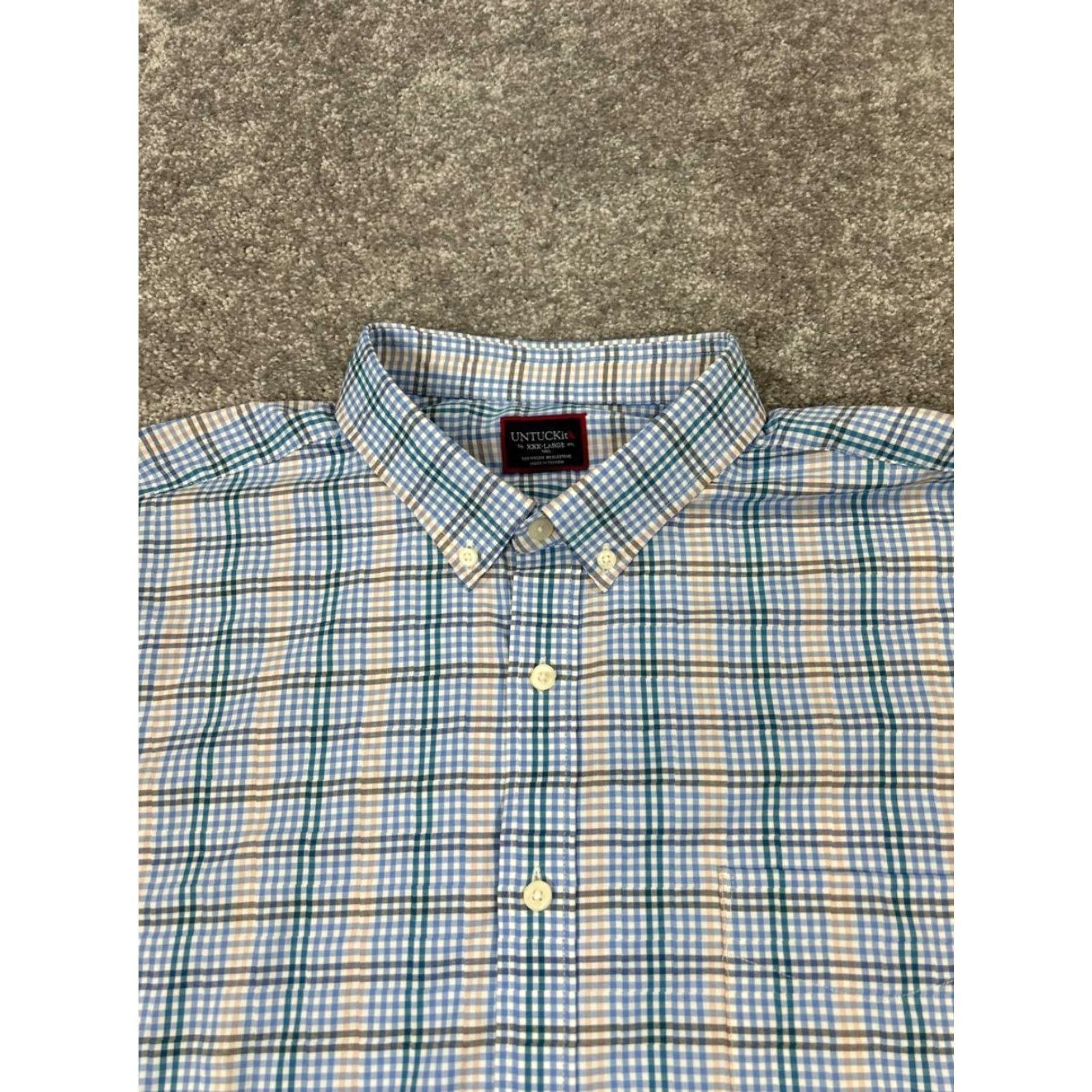 UNTUCKit UNTUCKit Mens Shirt 3XL Blue Beige Green Plaid Button-Up Casual Classic Cotton Size US XXL / EU 58 / 5 - 2 Thumbnail