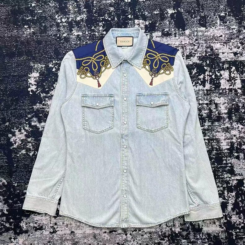 Gucci GucciSS22 printed lapel single-breasted long-sleeved shirt Size US S / EU 44-46 / 1 - 1 Thumbnail