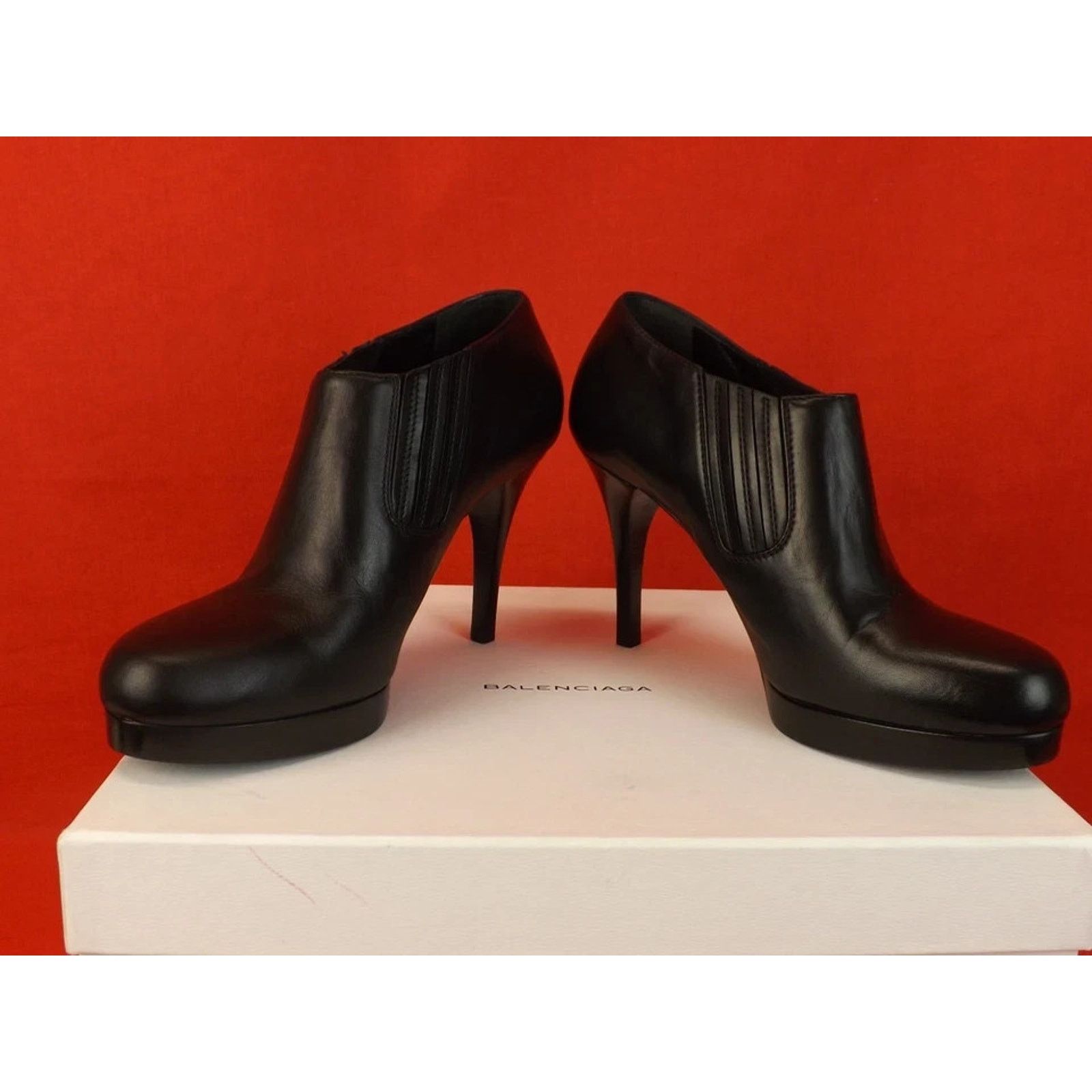 Balenciaga BALENCIAGA BLACK LEATHER PLATFORM HIGH HEEL PUMPS 41 ITALY Size US 11 / IT 41 - 3 Thumbnail