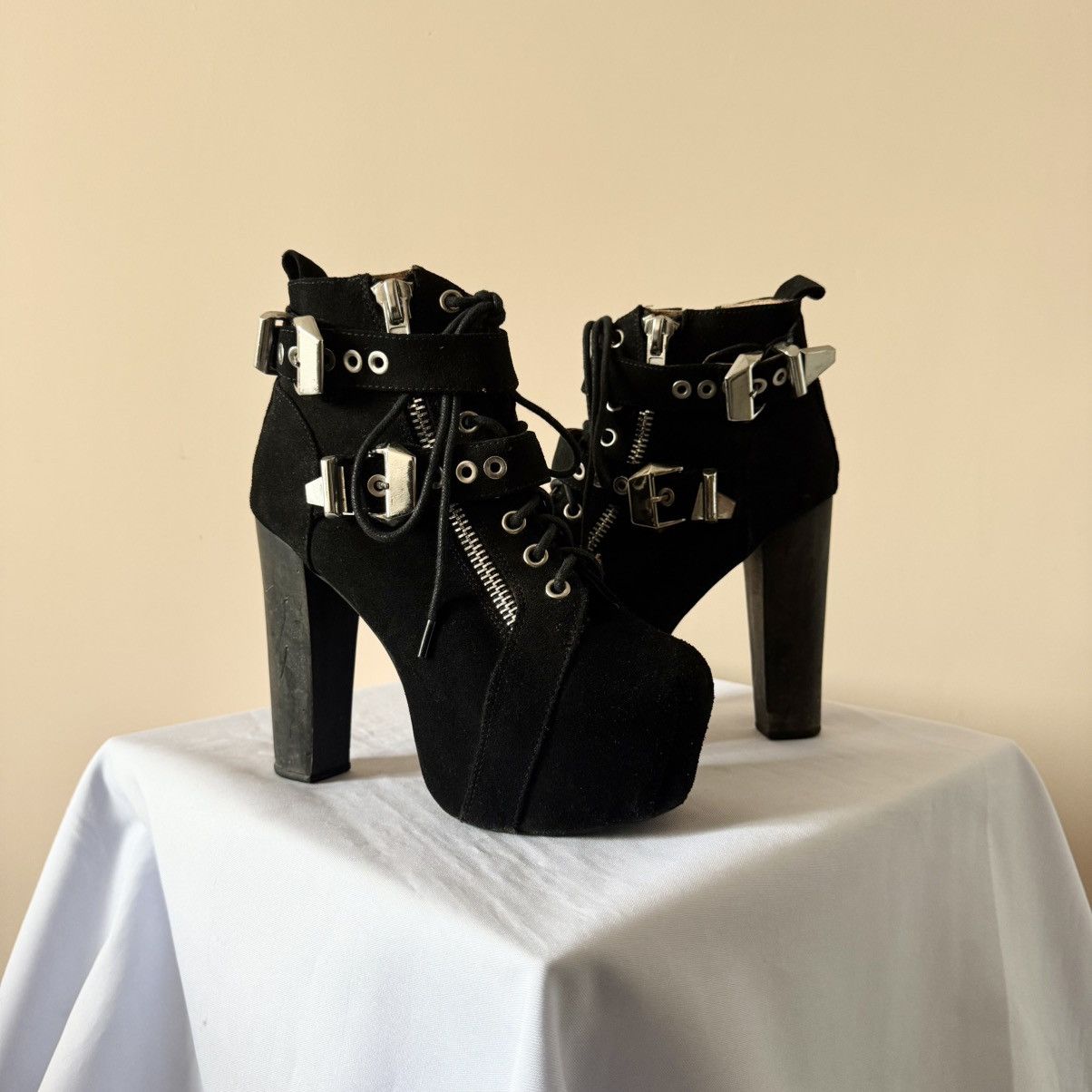 Jeffrey Campbell Punk Jeffrey Campbell Straps High Heels Boots Office Style Size US 6 / IT 36 - 1 Thumbnail