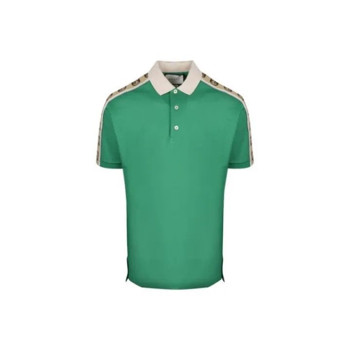 Gucci Gucci Gucci SS22 Striped Green Polo Shirt for Men -2506 Size US L / EU 52-54 / 3 - 1 Thumbnail