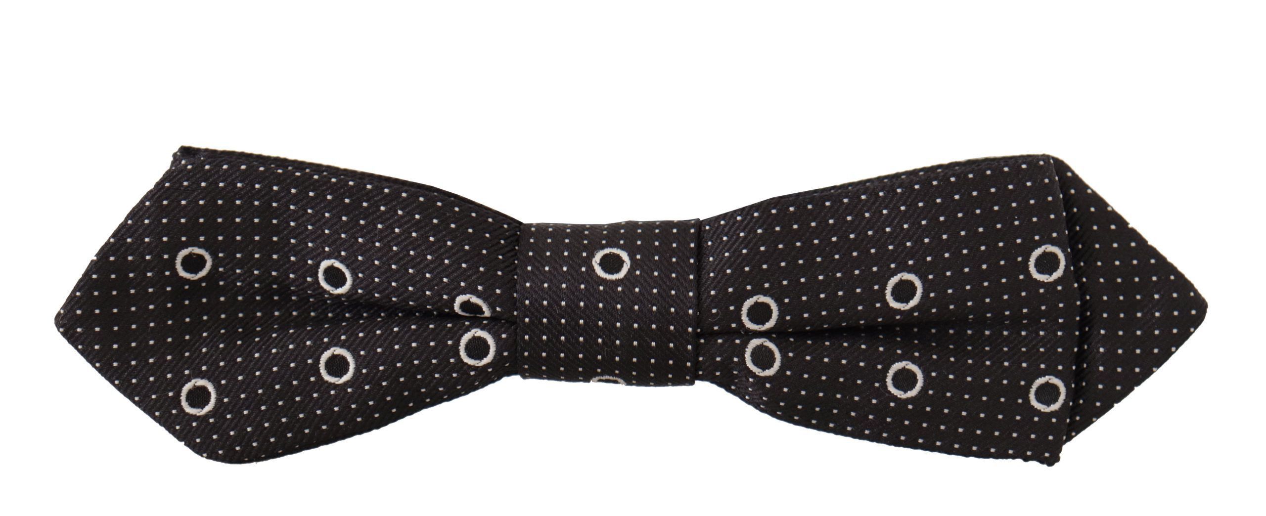 Polka Dot Silk Bow Tie in Black and Men's White