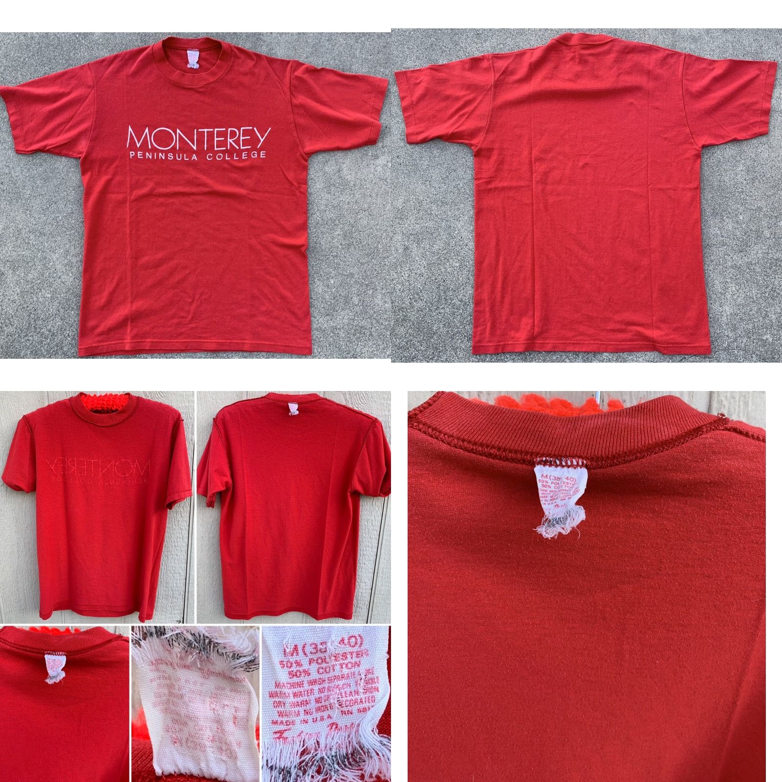 Vintage VINTAGE Monterey Bay Peninsula College Single Stitch T Shirt Graphic Tee Size M Red Men Shirt Size US M / EU 48-50 / 2 - 9 Thumbnail