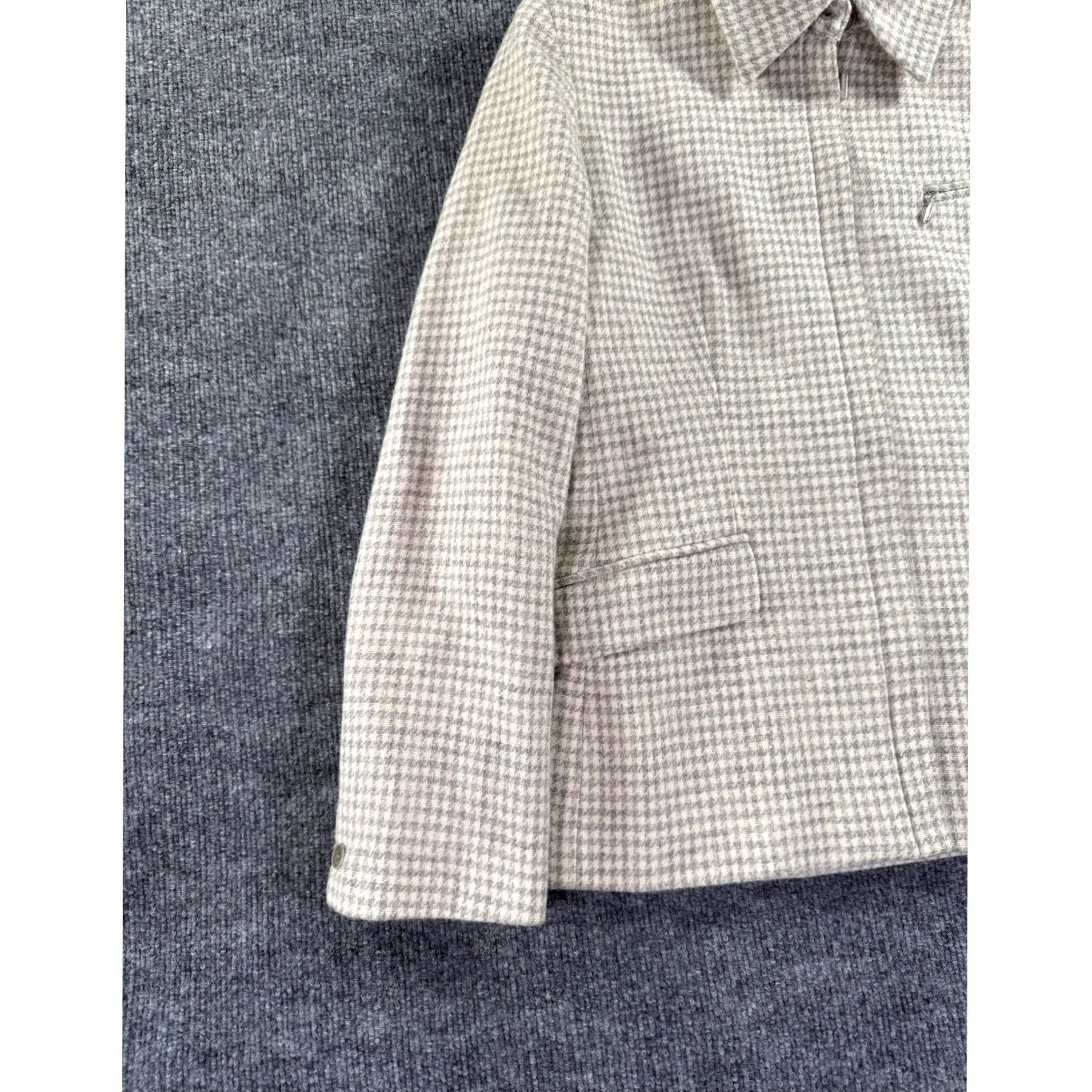 Ralph Lauren VINTAGE Lauren Ralph Lauren Houndstooth Jacket Womens Size 14 Gray Zip Front Collared Size XL / US 12-14 / IT 48-50 - 3 Thumbnail