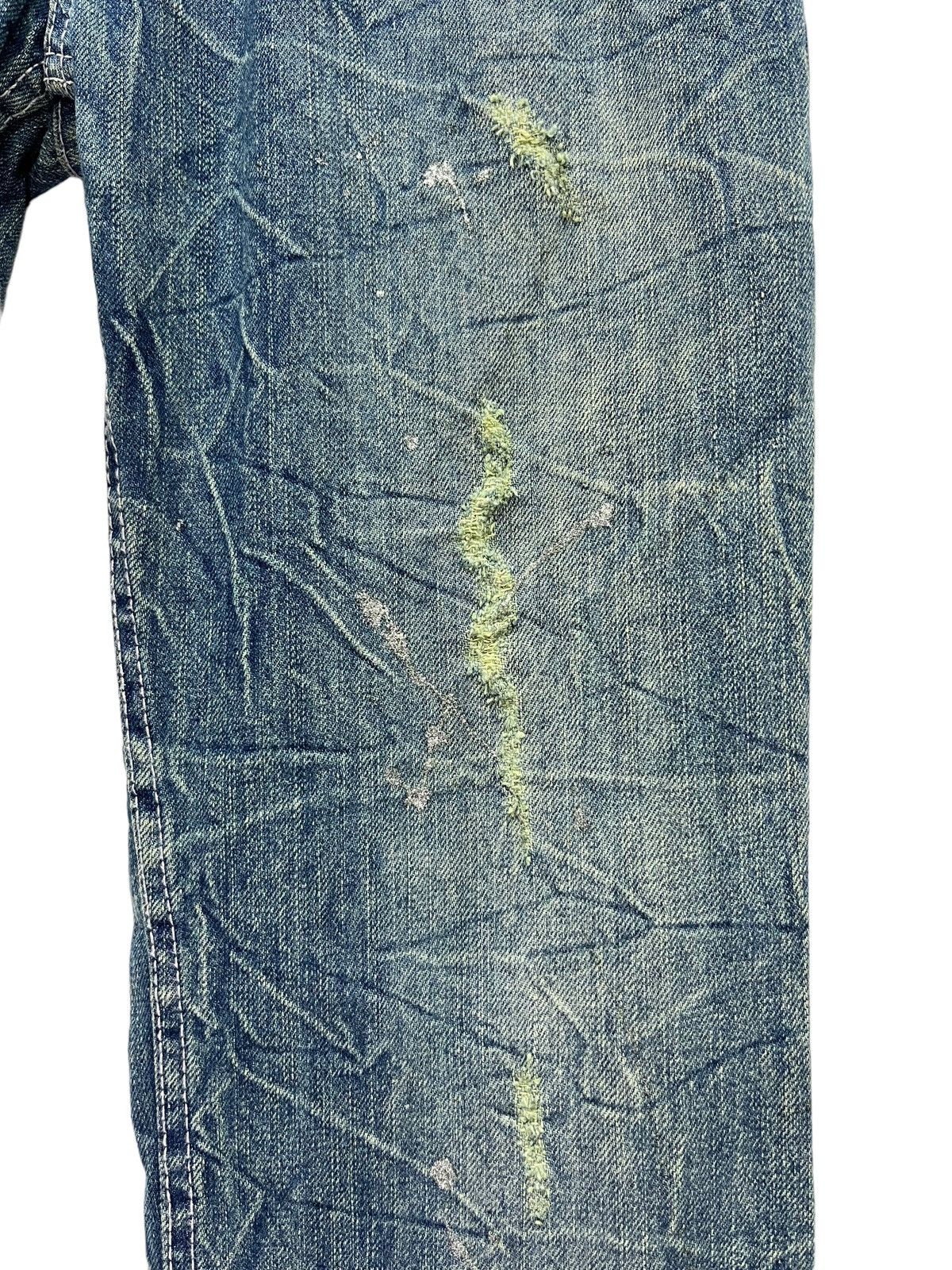 Japanese Brand NYLAUS Punk Whiskered Distressed Glitter Splash FLARE Denim Size US 30 / EU 46 - 10 Thumbnail