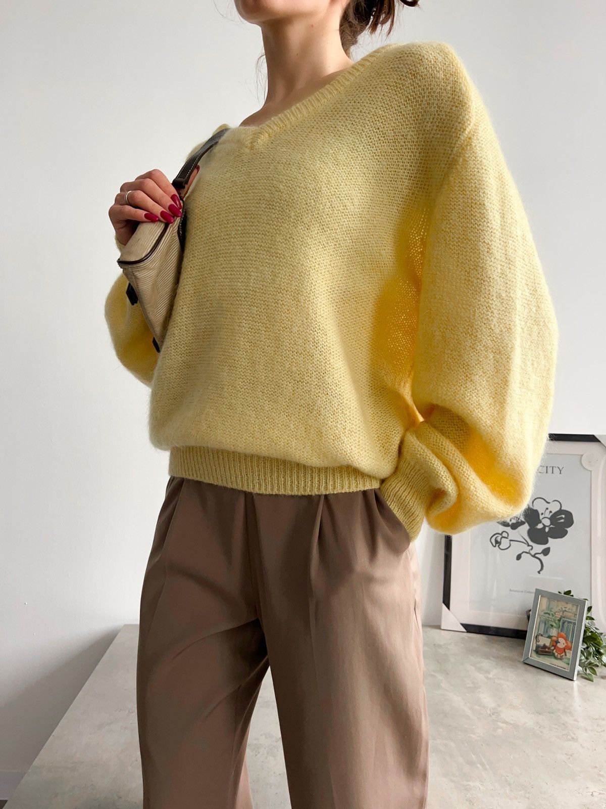 Vintage Beautiful Yellow Vintage Wool Alpaca Sweater Italian Size M / US 6-8 / IT 42-44 - 4 Thumbnail