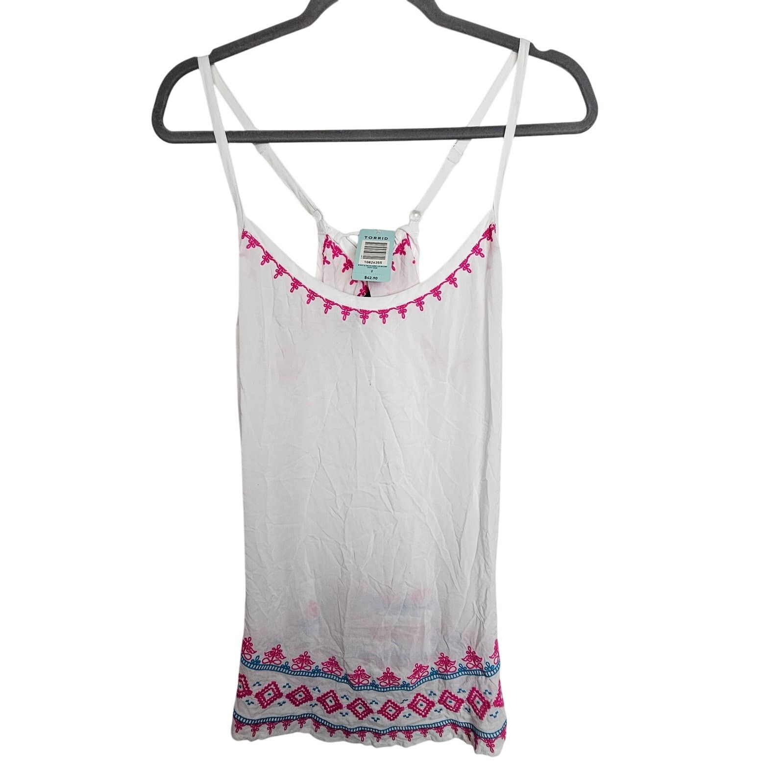 Torrid Torrid Womens Gauze Embroidered Lace Back Cami Tank 2X Boho Size XXL / US 16-18 / IT 52-54 - 2 Thumbnail