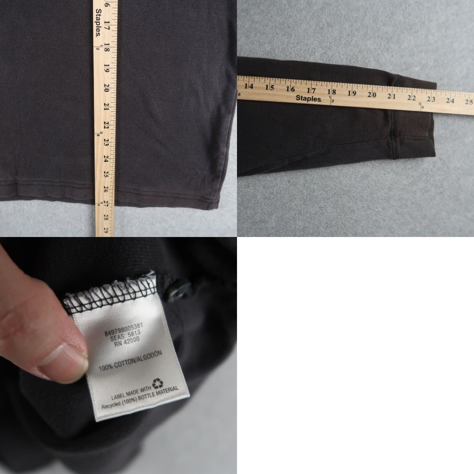 Basic Editions Basic Edition Mens L Large Henley T-Shirt Long Sleeve Black Size US L / EU 52-54 / 3 - 8 Thumbnail