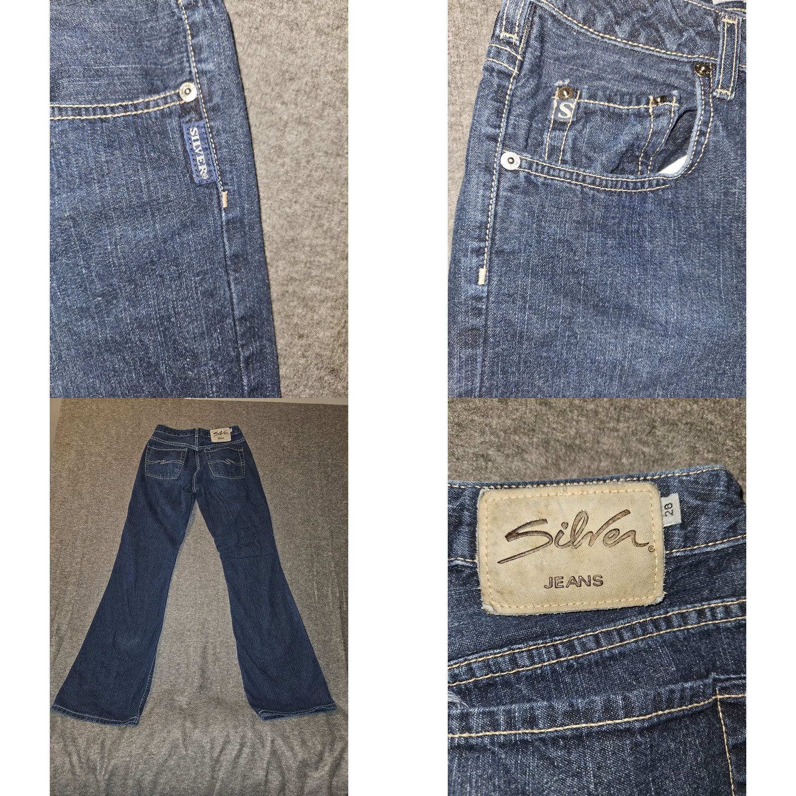 Silver Jeans Co. VINTAGE Silver Jeans Flare Blue Denim Mid Rise Button Fly 100% Cotton 28 Women's Size 28" / US 6 / IT 42 - 8 Thumbnail