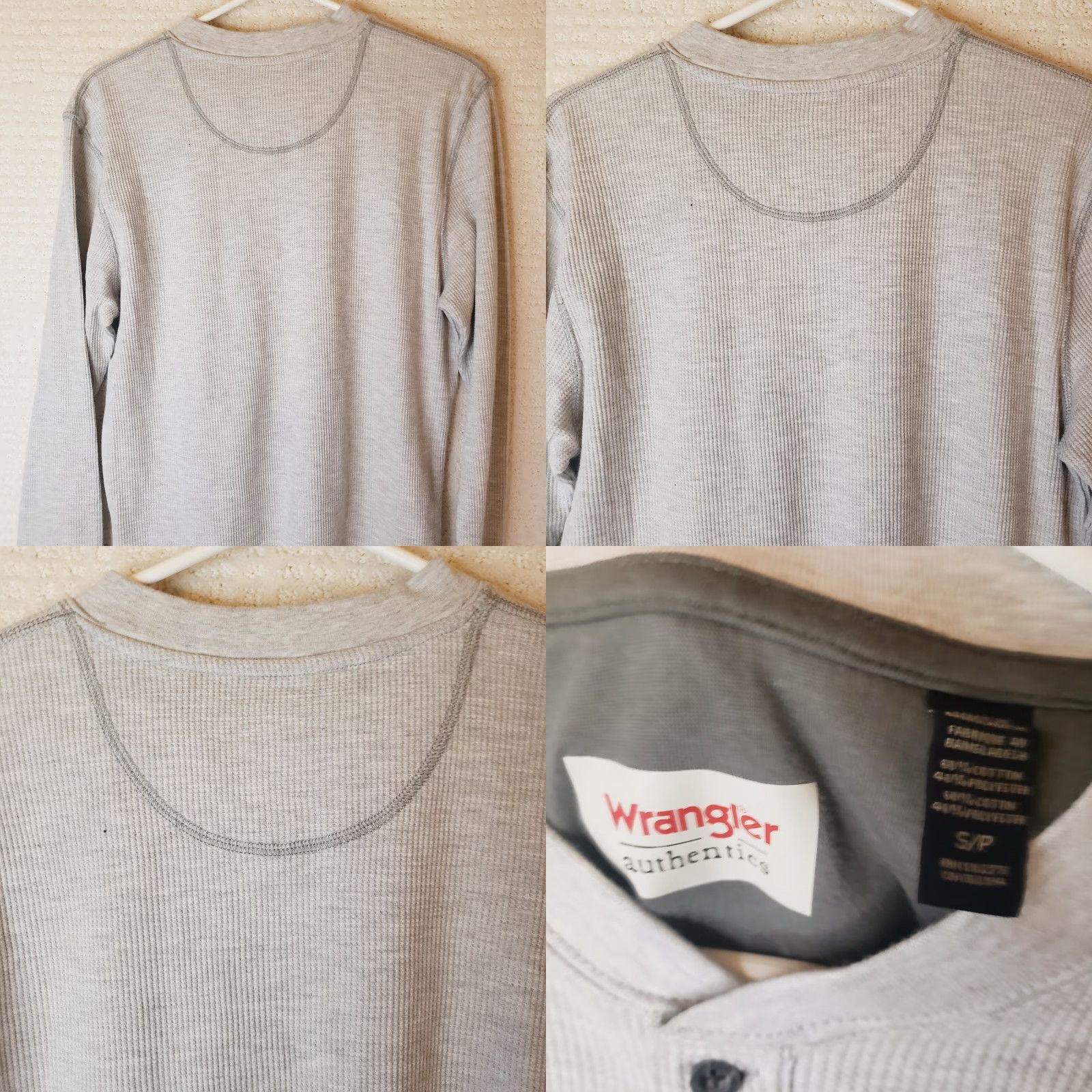 Wrangler VINTAGE Wrangler Shirt Mens S Gray Henley Thermal Waffle Knit Long Sleeve Outdoor Size US S / EU 44-46 / 1 - 8 Thumbnail