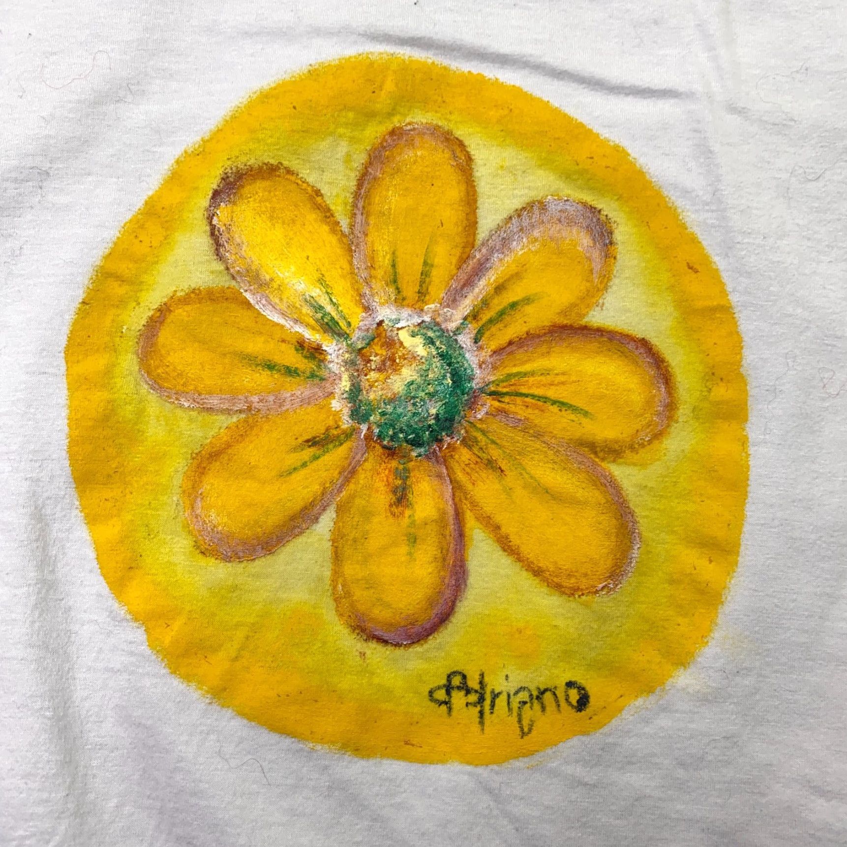 Vintage J Quieroz Shirt Mens Medium White Artist Wearable Art Yellow Flower Brazil Size US M / EU 48-50 / 2 - 2 Thumbnail