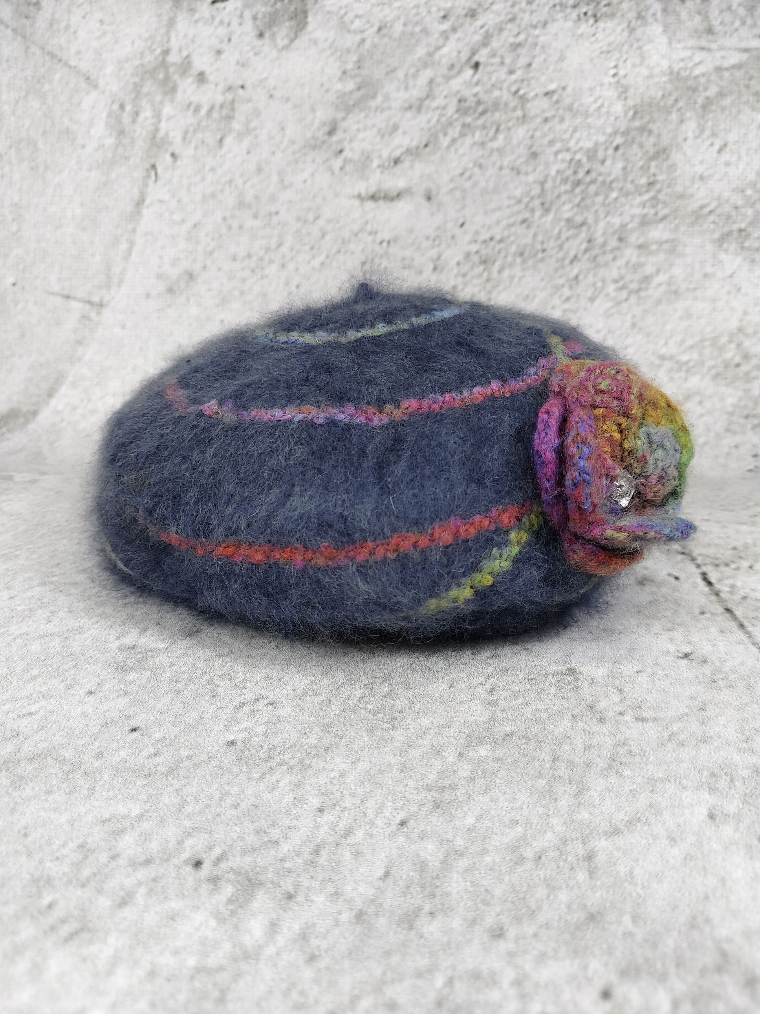 CA4LA CA4LA🇯🇵 3D Floral Applique Fuzzy Wool Mohair Beret Hat Size ONE SIZE - 3 Thumbnail
