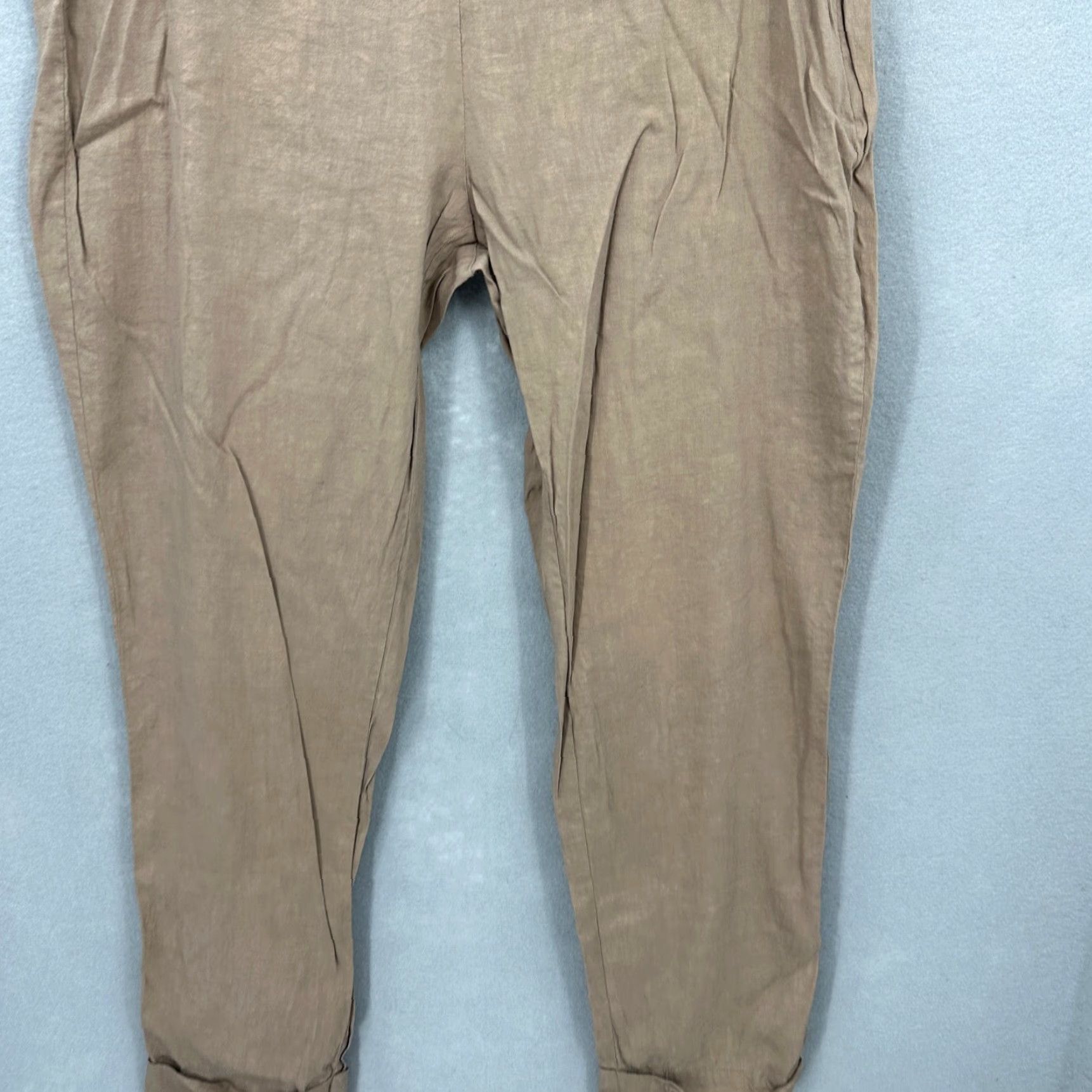 Eileen Fisher Eileen Fisher Pants Womens S Linen Viscose Flat Front Beige Cropped Cuffed Side Zip Classic Straight Knit 0 Size 28" / US 6 / IT 42 - 4 Thumbnail
