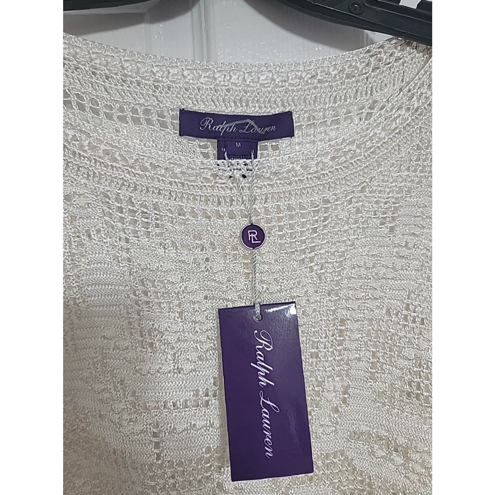 Ralph Lauren Purple Label VINTAGE Ralph Lauren Purple Label Crochet Sweater Pullover Lace Cream M Womens Size M / US 6-8 / IT 42-44 - 2 Thumbnail