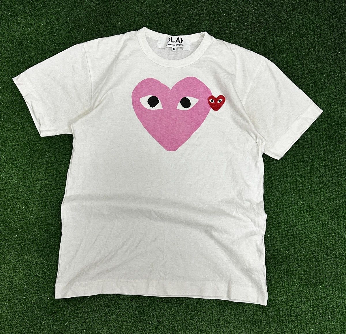 Japanese Brand Comme des Garcons Play Heart with Eyes PinkRed Y2k T shirt