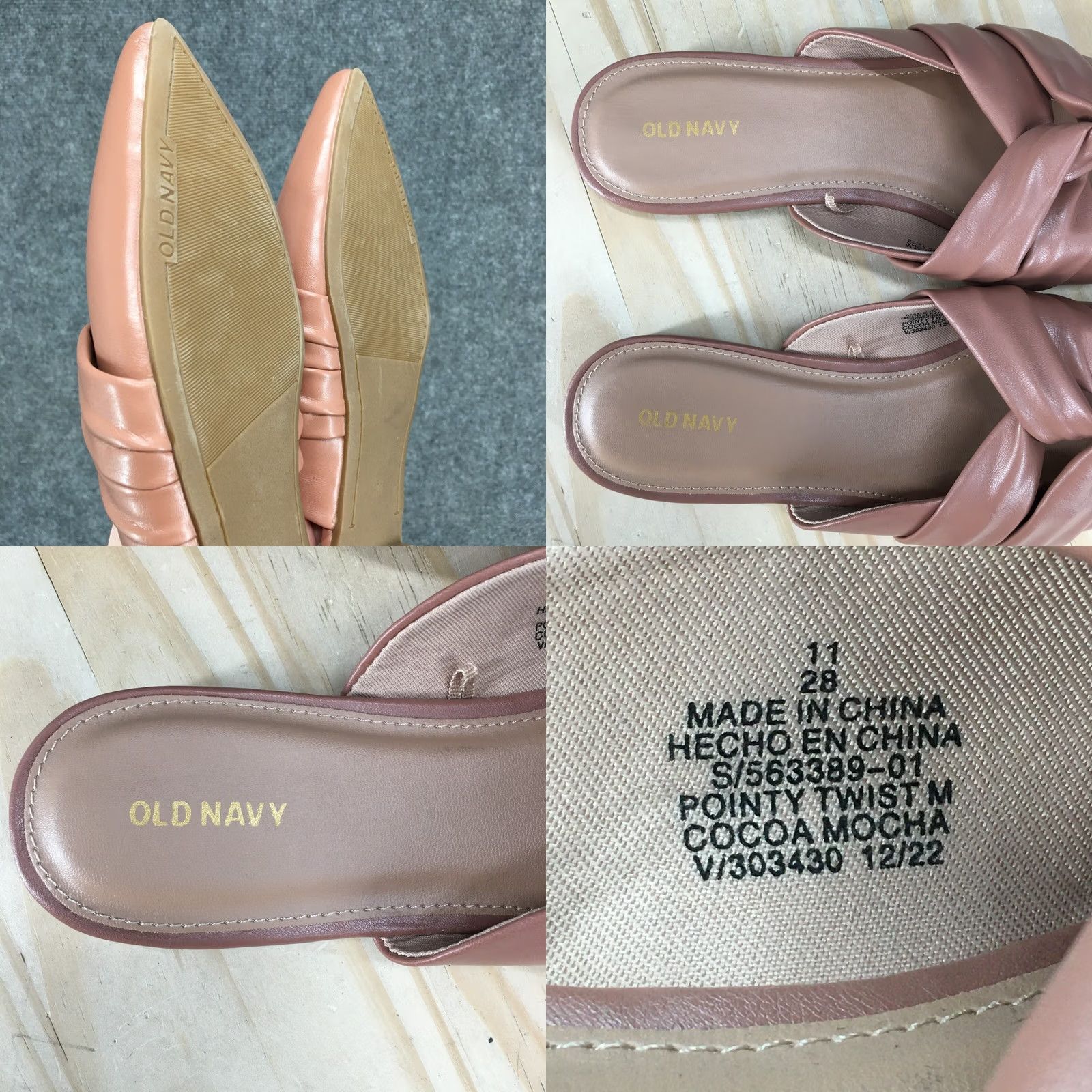 Old Navy Old Navy Sandals Women Slide Beige Pointy Twist Mule Slip On Flat Comfort Shoes Size US 11 / IT 41 - 9 Thumbnail