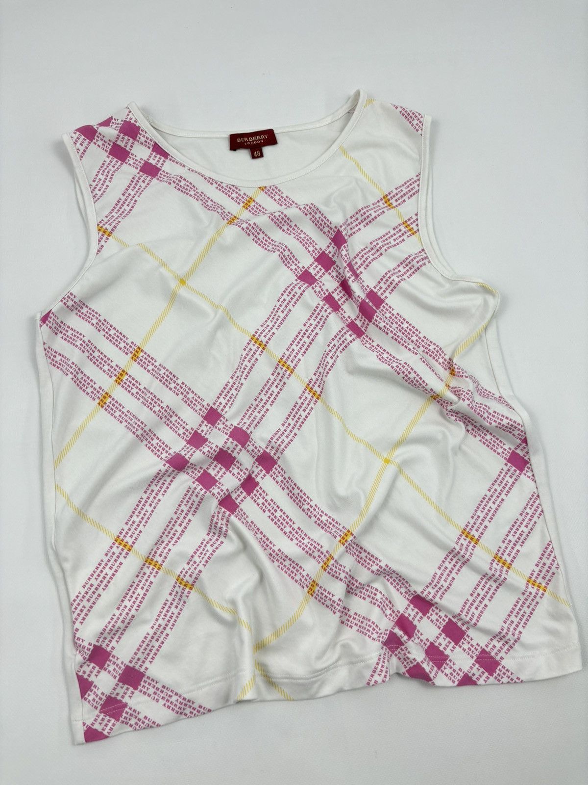 Burberry Y2K Prorsum London Monogram Print Nova Check Sleeveless Tank Top Blouse T-Shirt 48 Size M / US 6-8 / IT 42-44 - 5 Thumbnail