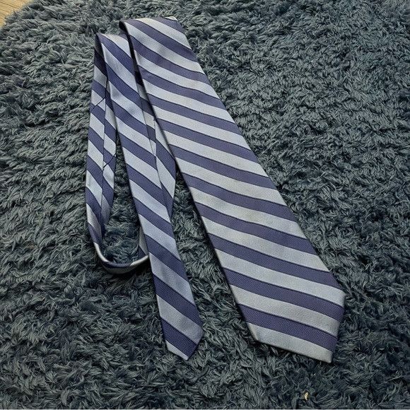 Perry Ellis Perry Ellis Portfolio Men 100% Silk Tie Striped Blue Size ONE SIZE - 2 Thumbnail