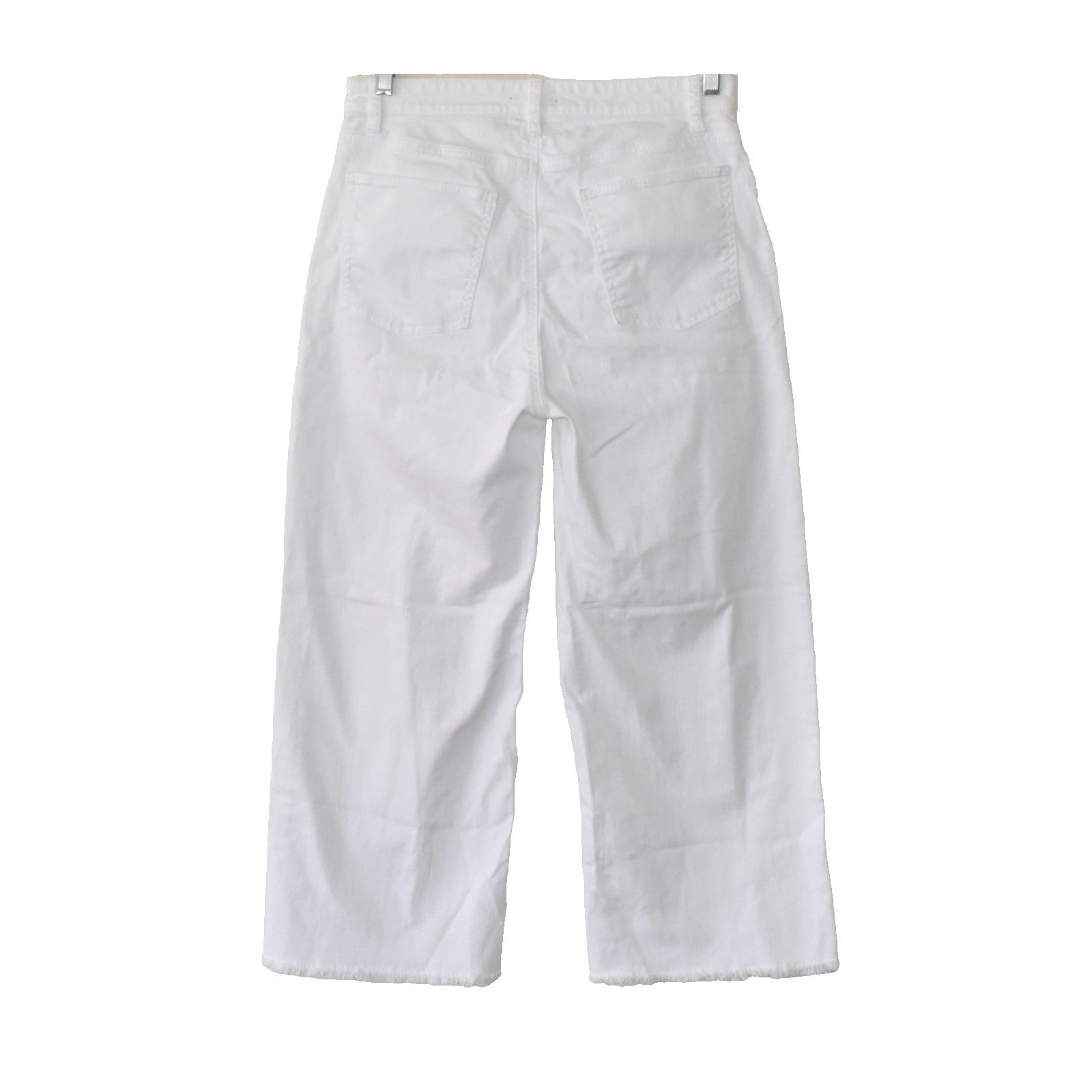 Eileen Fisher NEW EILEEN FISHER White Denim Wide Leg Raw Hem Jeans Size S Size 29" - 2 Thumbnail