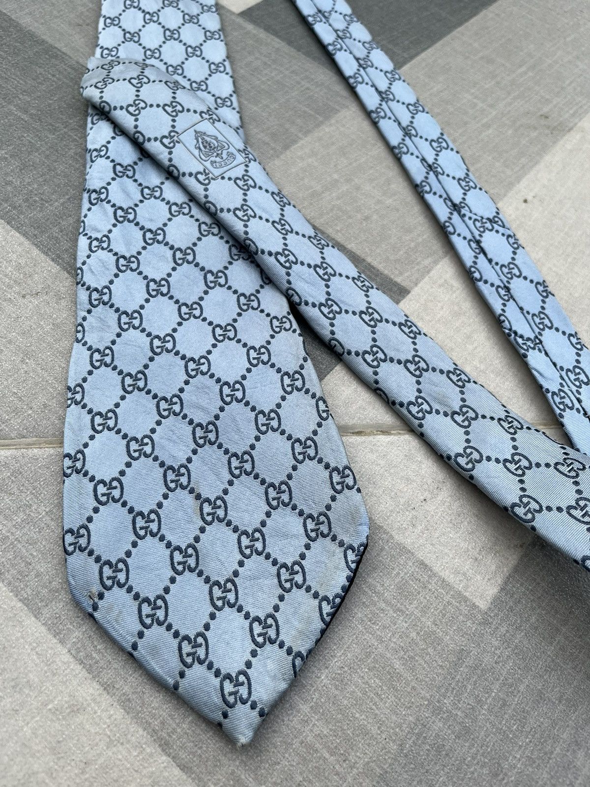 Gucci 90’s Gucci GG Sky Blue Silk Tie Size ONE SIZE - 3 Thumbnail
