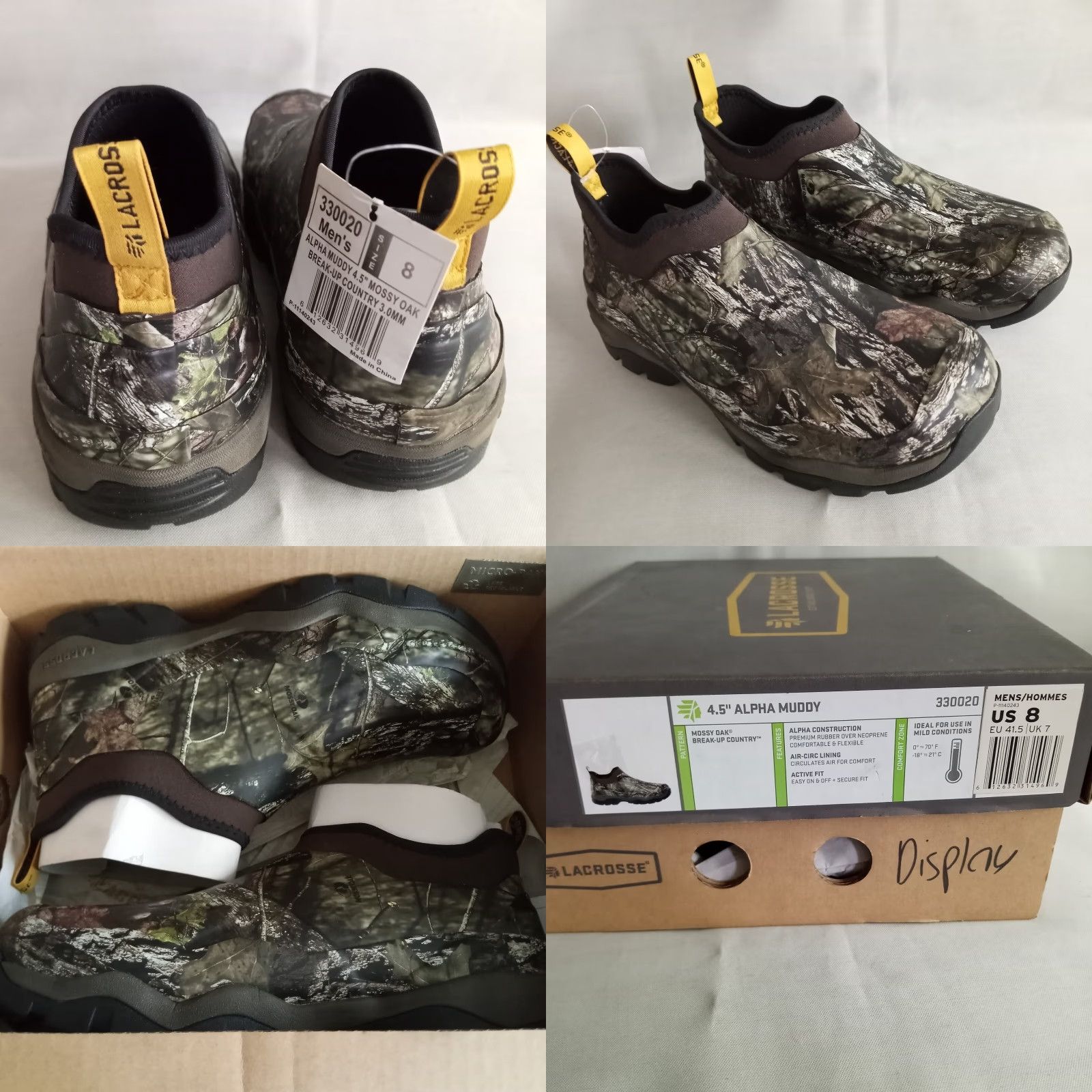 Vintage Lacrosse Boots Mens US 8 4.5" Alpha Muddy Mossy Oak Camo 330020 Camouflage Slip On Rubber Mossy Oak US8 Mens Boots Size US 8 / EU 41 - 8 Thumbnail