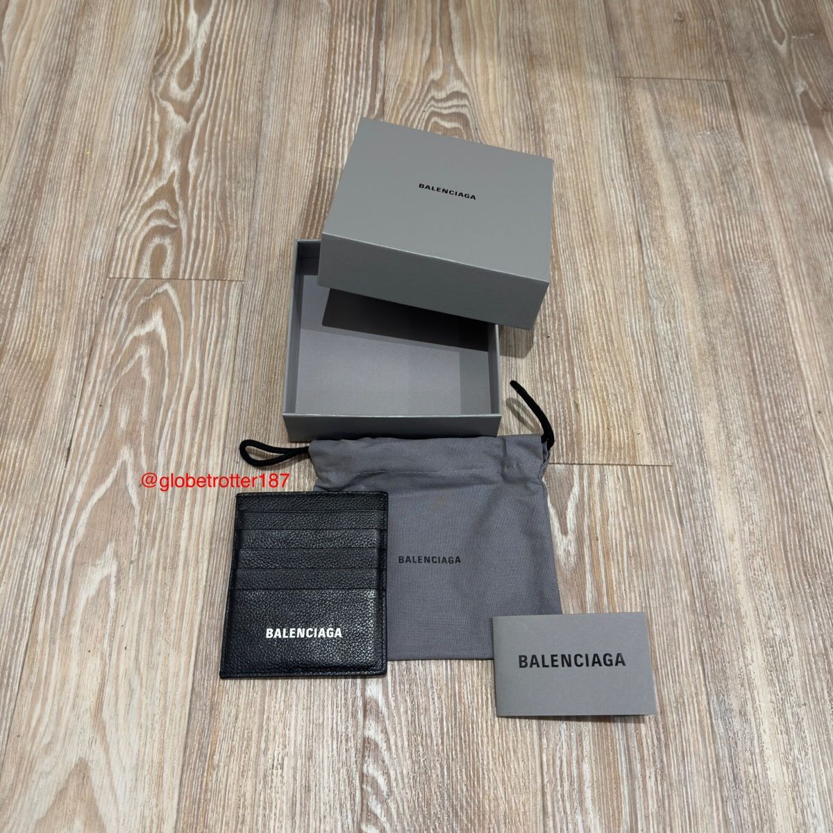 Pre-owned Balenciaga Logo Grain 6 Slot Card Holder Read Description In Black
