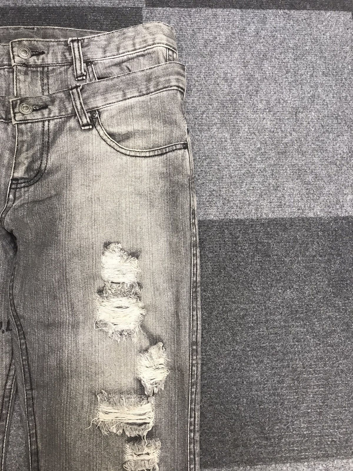 Japanese Brand 💥DOUBLE WAIST💥LAD Japan Black Wash Distressed Denim F259 Size US 32 / EU 48 - 6 Thumbnail