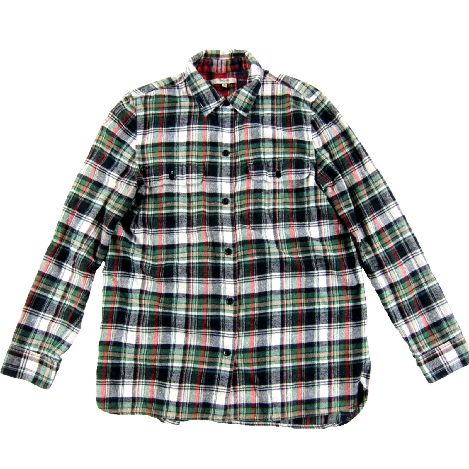 Madewell Madewell 100% Cotton Green Red Flannel Long Sleeve Button Up Blouse Woman Small Size S / US 4 / IT 40 - 2 Thumbnail