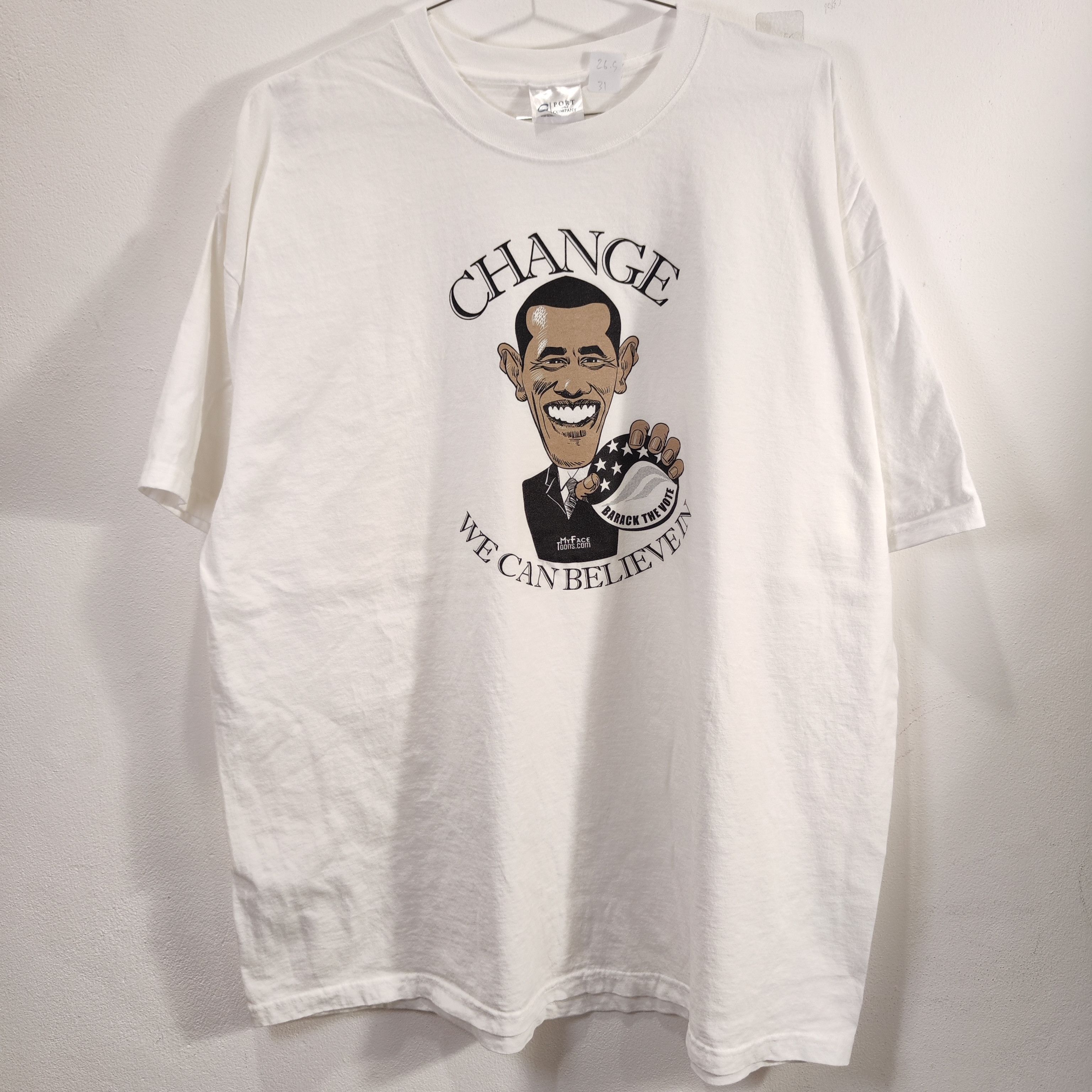 Port & Company Obama Vintage Humor T shirt Vote President USA White 2XL Size US XXL / EU 58 / 5 - 2 Thumbnail