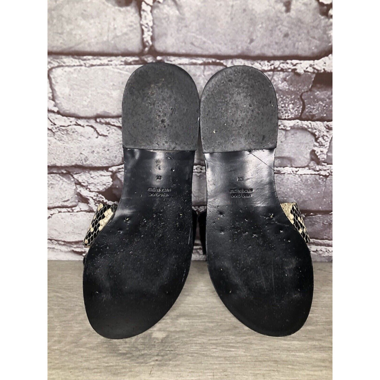 Other Amanu Black Calf Hair Leather Python Cross Strap Slides Sand Size US 9 / IT 39 - 7 Thumbnail