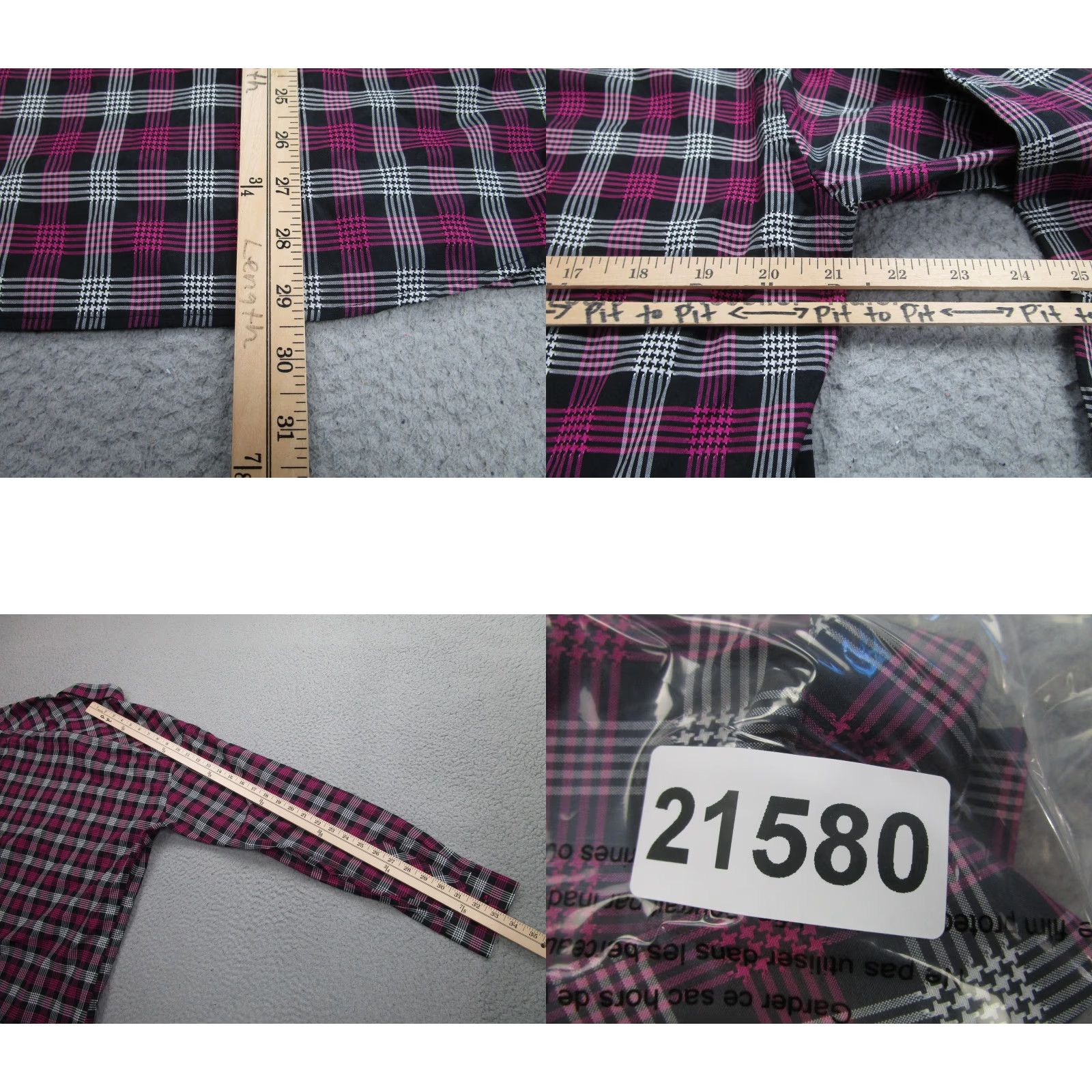 Jared Lang Jared Lang Shirt Mens Large Black Pink Plaid Long Sleeve Button Front Cotton Size US L / EU 52-54 / 3 - 8 Thumbnail