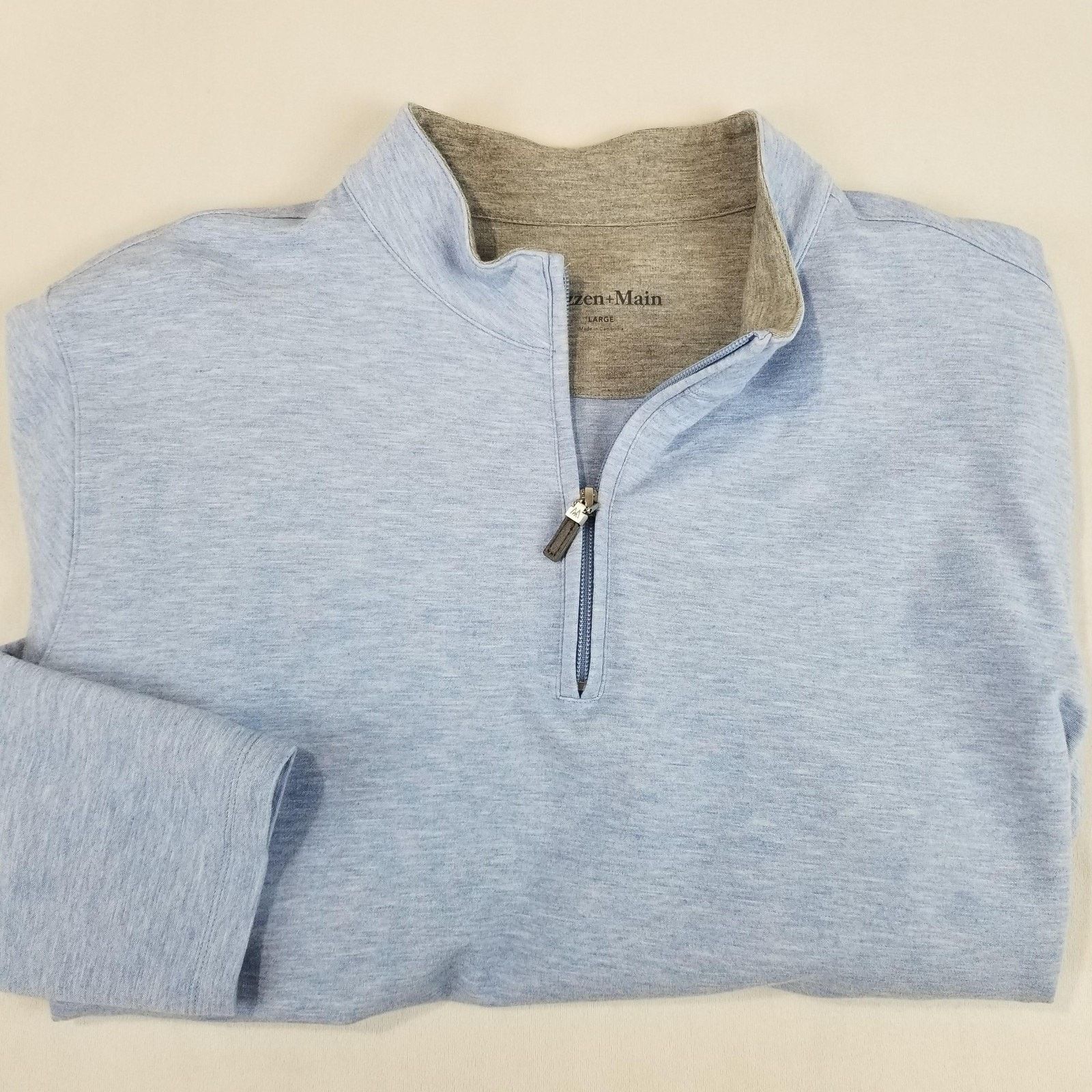 Mizzen+Main Mizzen+Main Sweater Mens Large Blue 1/4 Zip Mock Neck Size US L / EU 52-54 / 3 - 3 Thumbnail