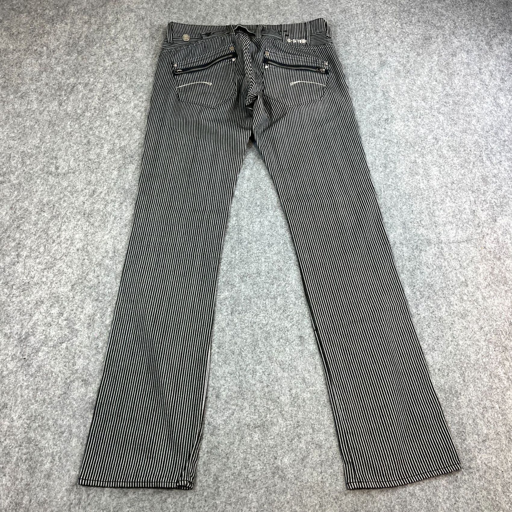 G-Star G-Star Womens Jeans Straight 30 34 UK 10 Striped Low Rise Y2K Cinch Buckle Jeans Size 32" / US 10 / IT 46 - 2 Thumbnail