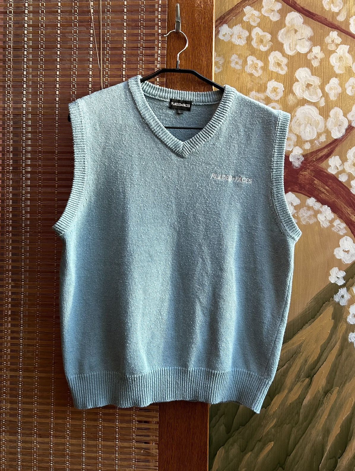 Places + Faces P+F Signature Logo Knitted Vest Wool Blend