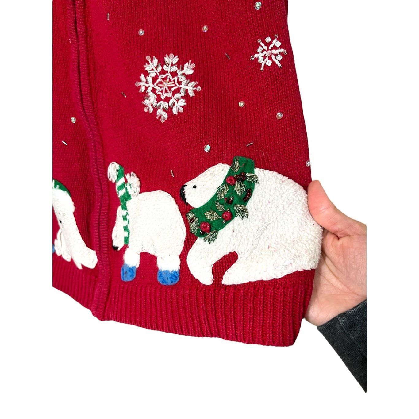 Other Vintage Tiara International Christmas Polar Bear Snowflakes Sweater Cardigan S Size S / US 4 / IT 40 - 4 Thumbnail