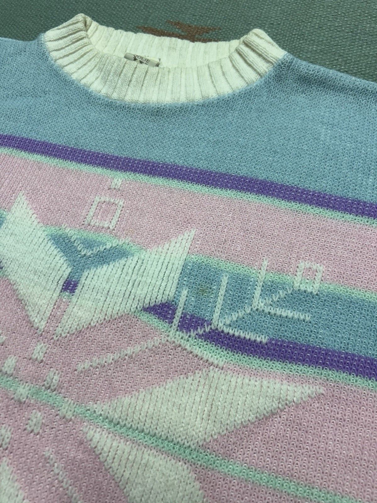 Vintage 80s acrylic knit sweater pastel snowflake rose fairy kei L Size L / US 10 / IT 46 - 5 Thumbnail