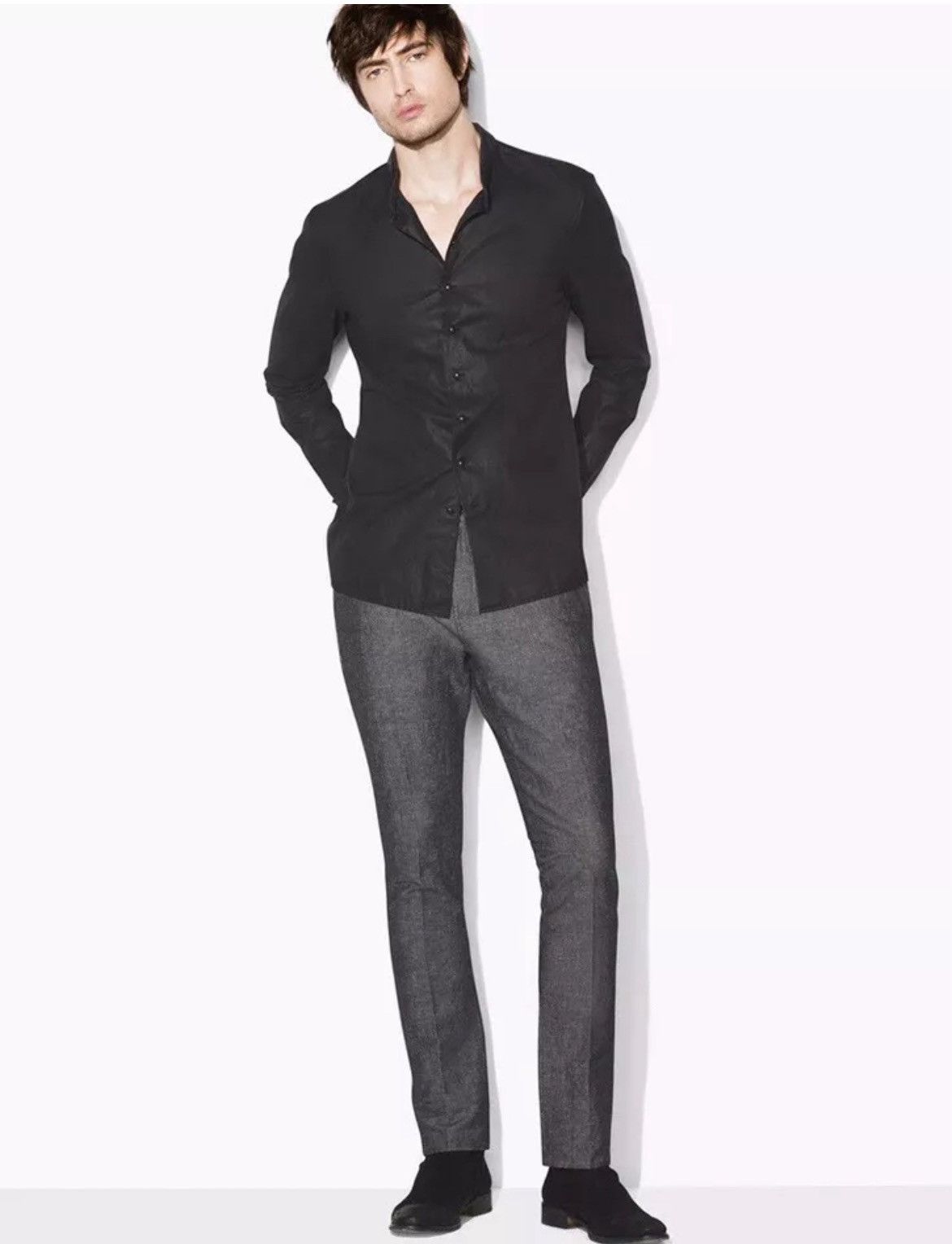 John Varvatos coated stand collar SHIRT Size medium. Size US M / EU 48-50 / 2 - 1 Thumbnail