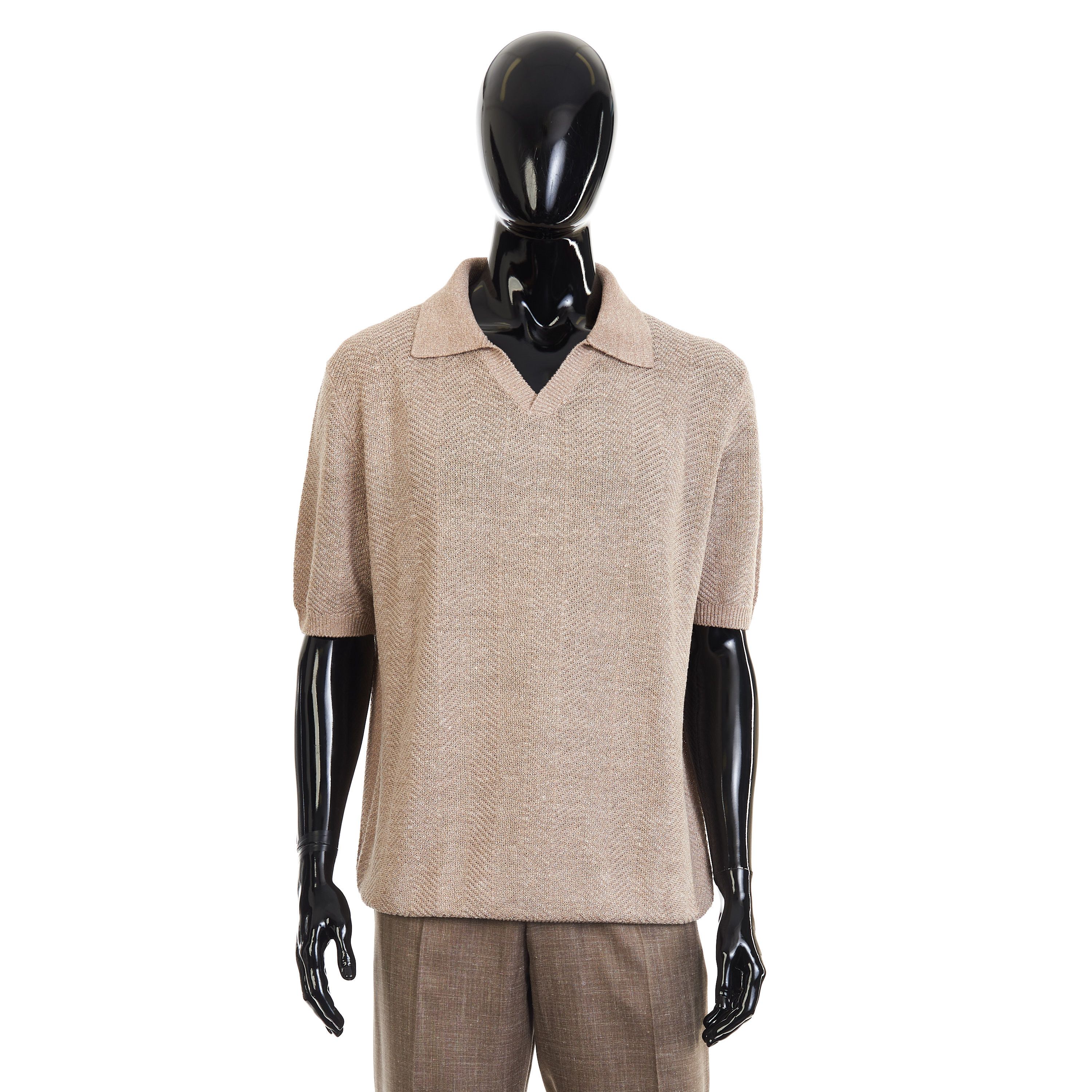 Other Brett Johnson Silk & Linen Polo Shirt, Herringbone Knit Size US M / EU 48-50 / 2 - 1 Thumbnail