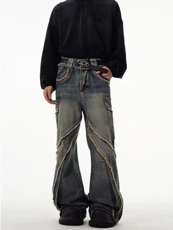 VIBE Retro heavy-duty stitching raw edge micro-flared jeans Size US 30 / EU 46 - 1 Thumbnail