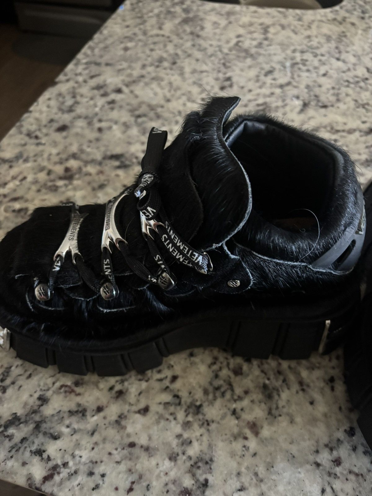 New Rock × Vetements VETEMENTS X NEW ROCKS - Pony Hair Platform Boots (NO BOX) Size US 10 / EU 43 - 2 Thumbnail