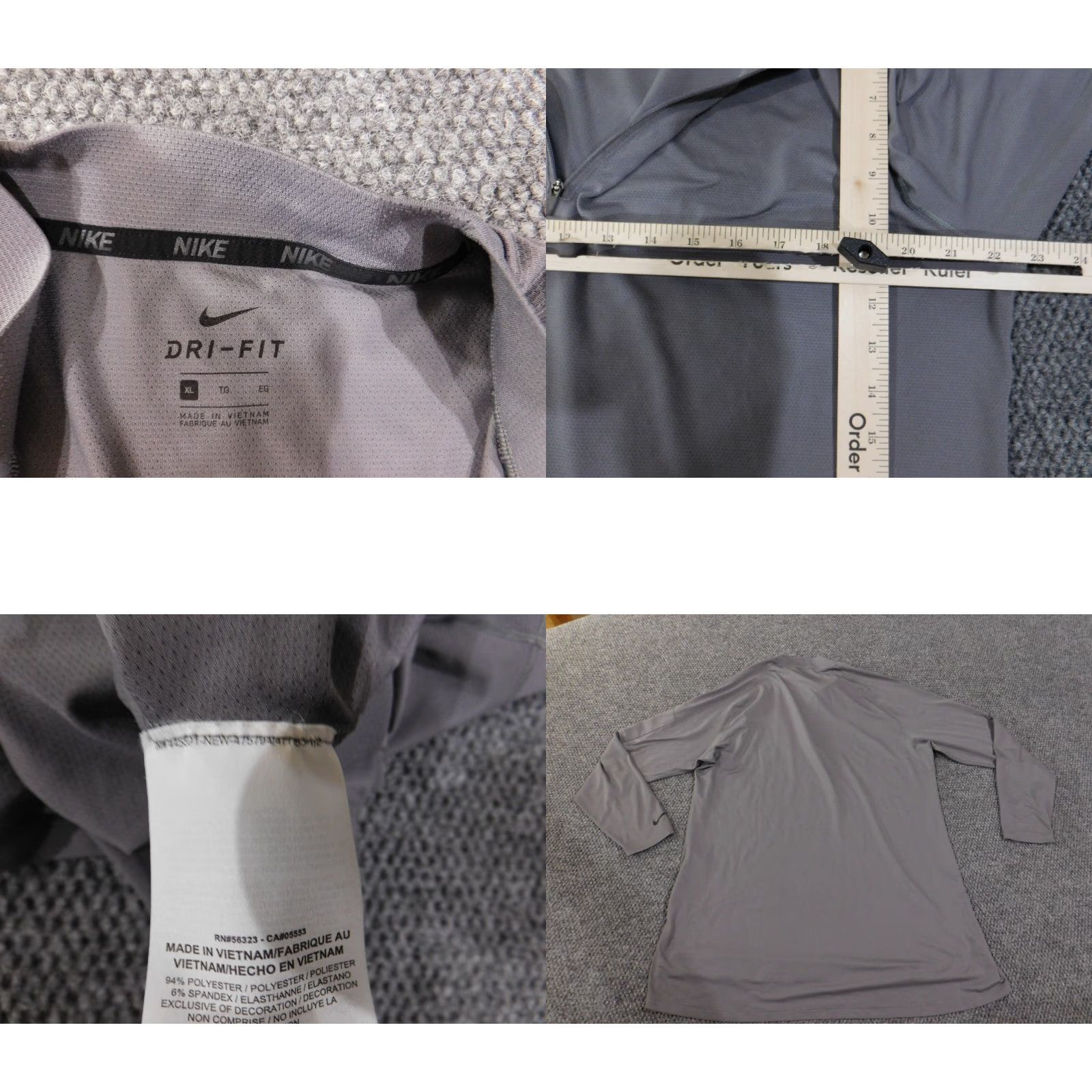 Nike Nike Sweatshirt Mens XL Gray Dri-Fit 1/4 Zip Stretch Performance Active Size US XL / EU 56 / 4 - 8 Thumbnail